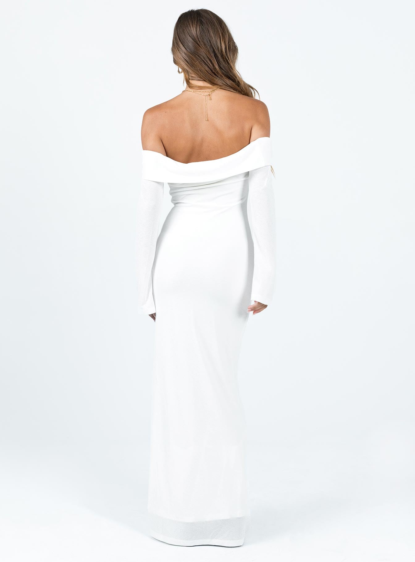 Maida Long Sleeve Maxi Dress White - Image 5