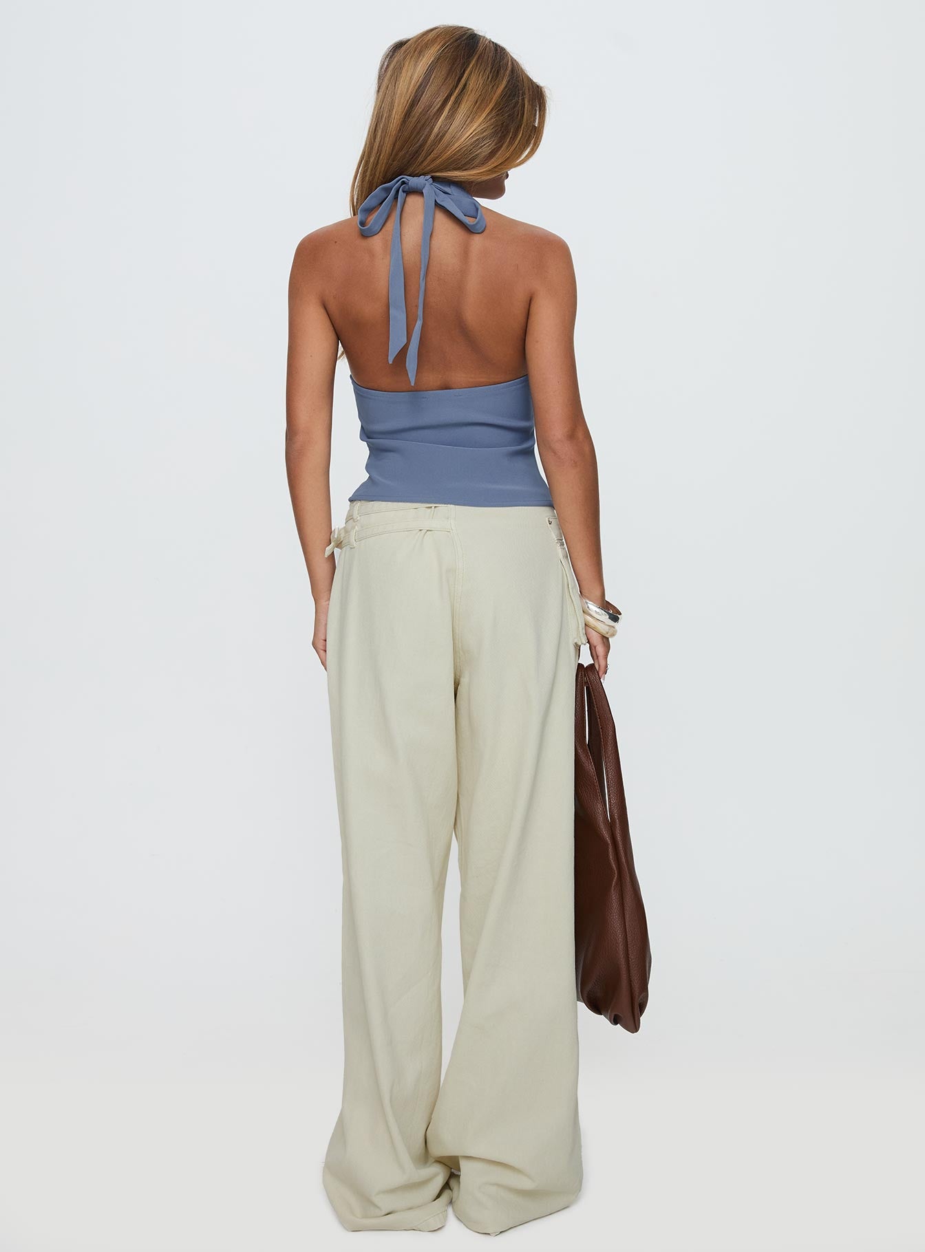 Paltrow Mid Rise Wide Leg Cargo Jeans Cream - Image 6