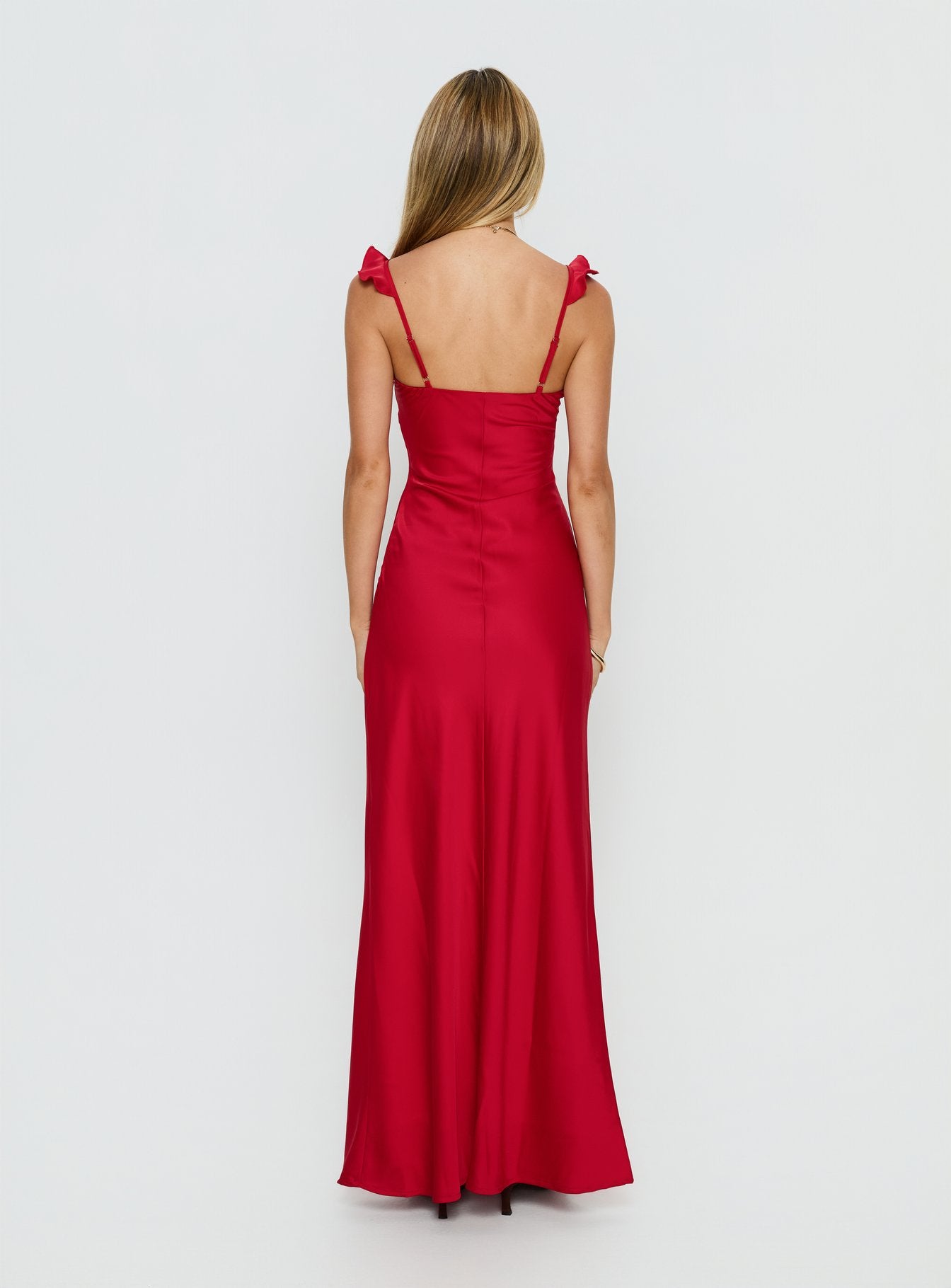 Ondrea Frill V Neck Maxi Dress Red - Image 5