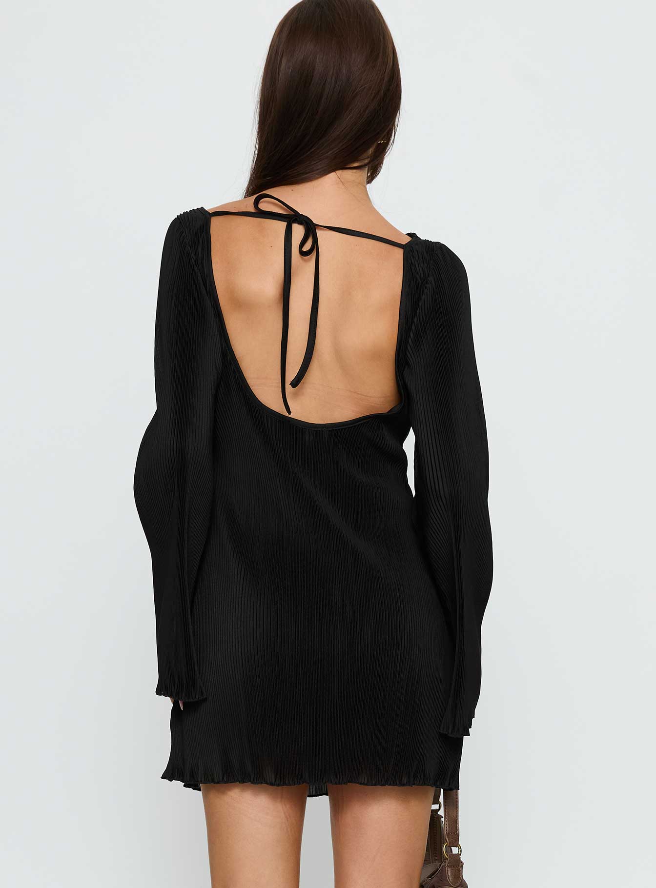 Lukea Long Sleeve Plisse Mini Dress Black - Image 4