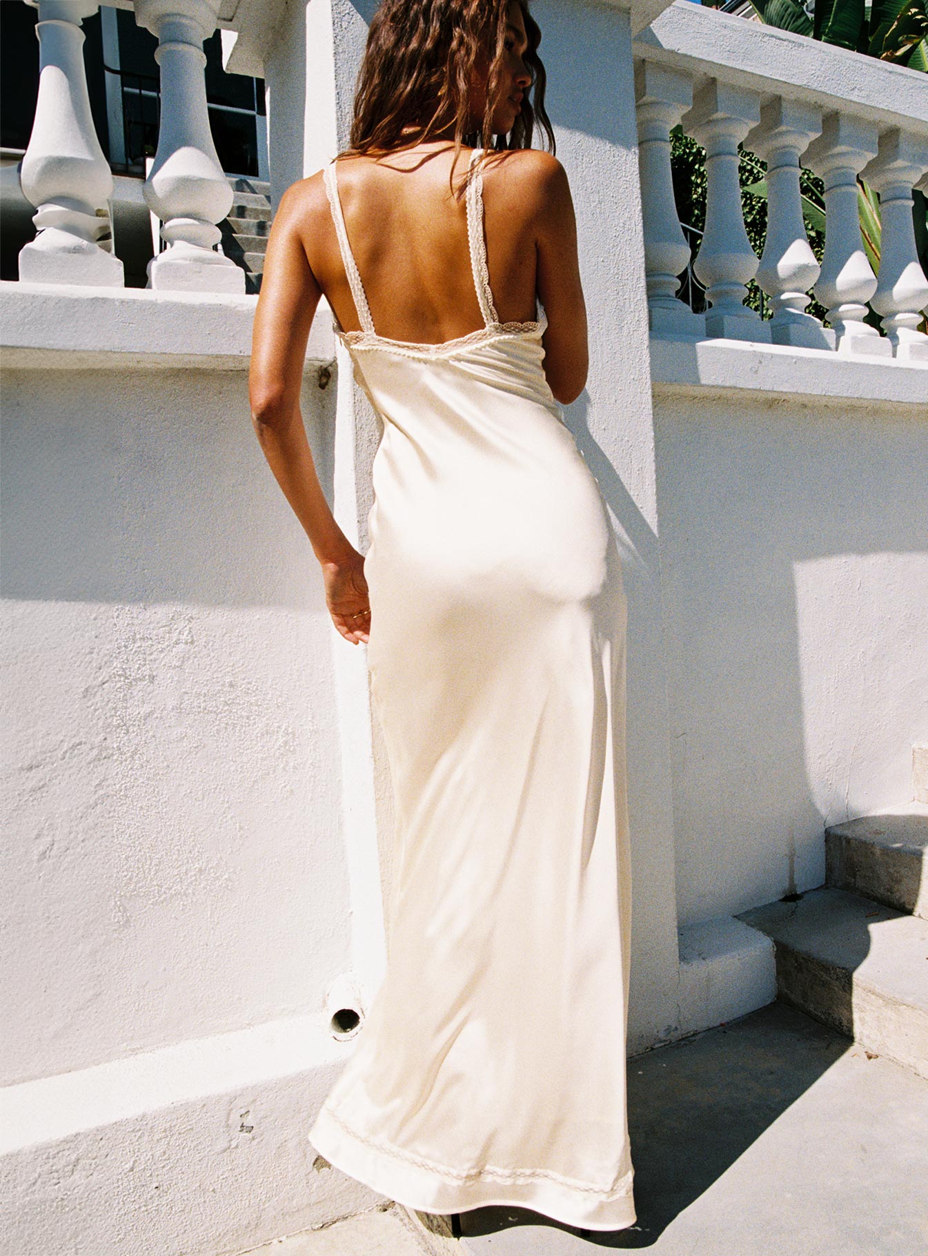 Aphrodyte Lace Maxi Dress Cream - Image 5