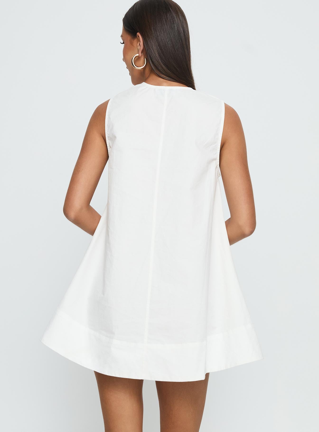 Eberta Ruched Baby Doll Mini Dress White - Image 5