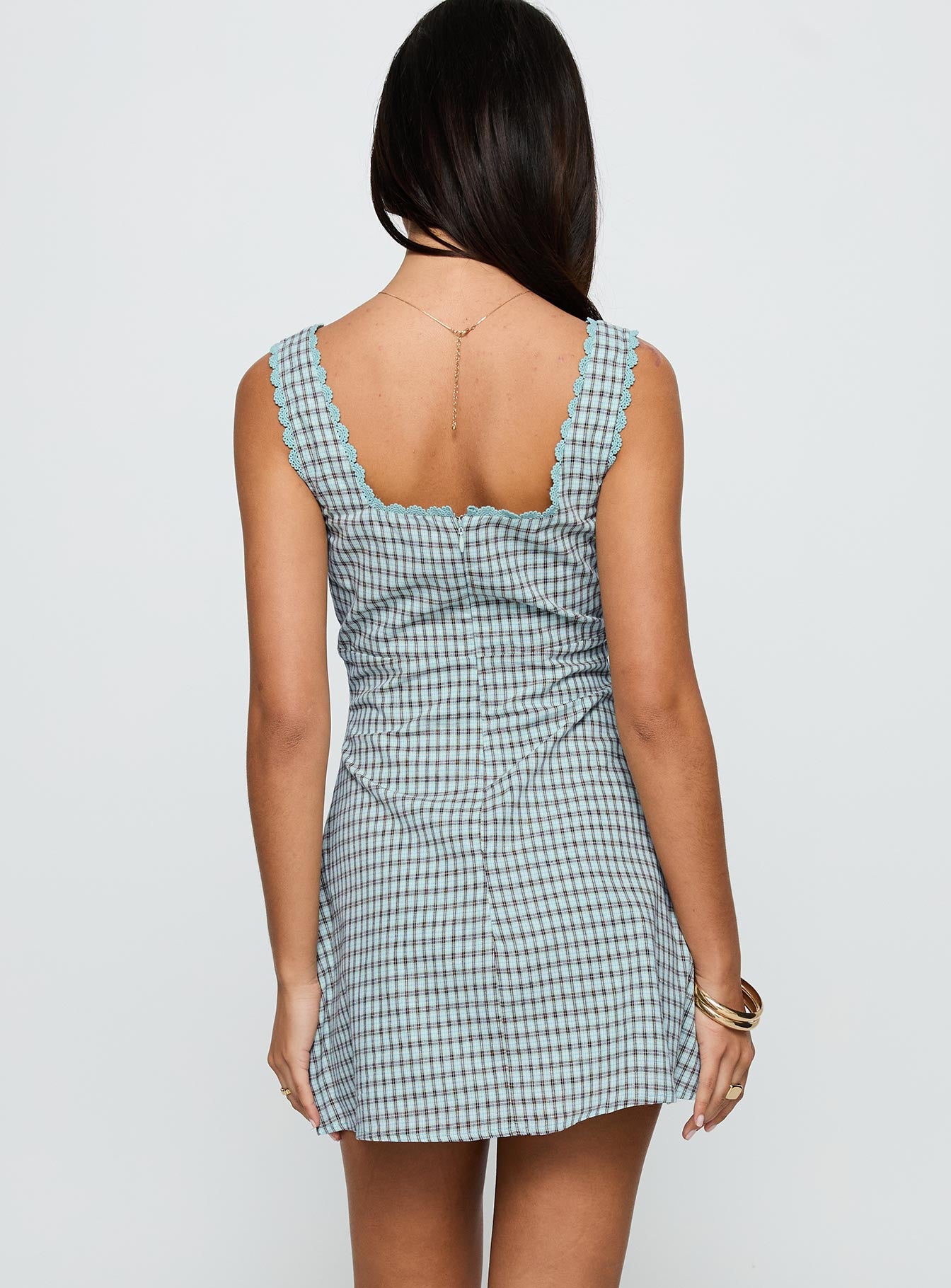 Dasha Mini Dress Blue / Brown Check - Image 5