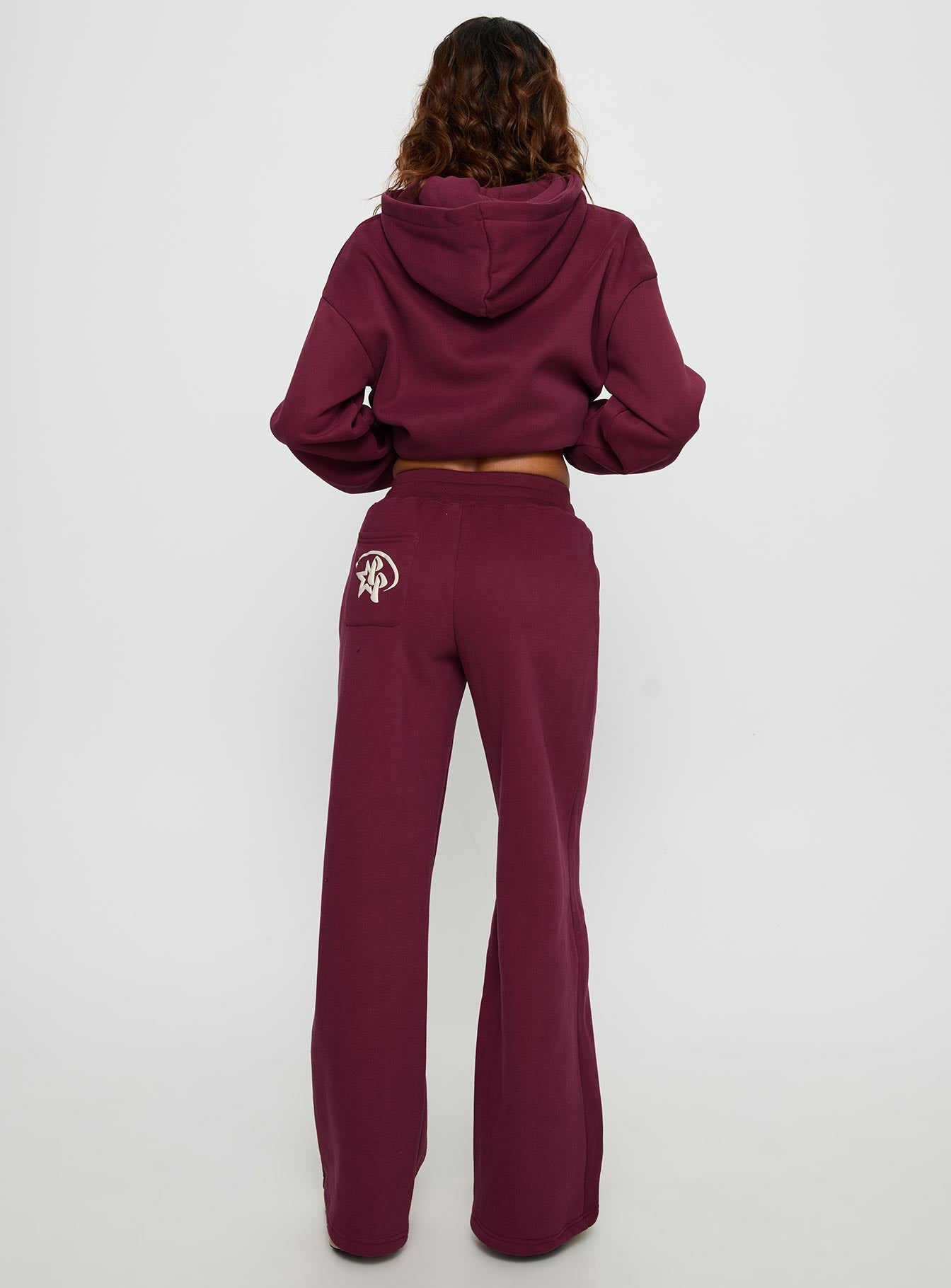Princess Polly Stargirl Wide Leg Sweat Pants Burgundy - Image 5