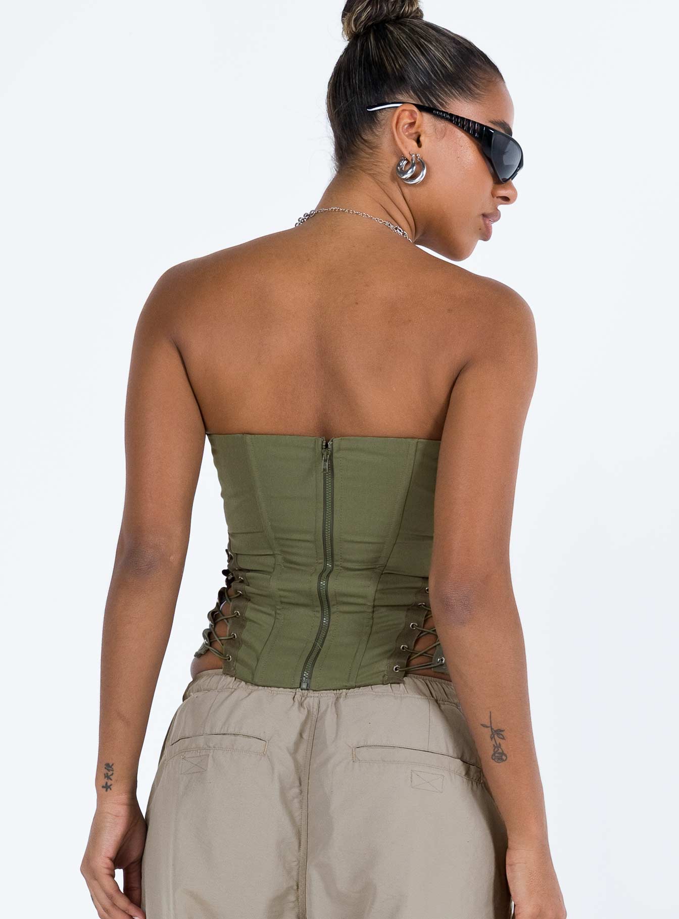 Eden Lace Up Corset Green - Image 6