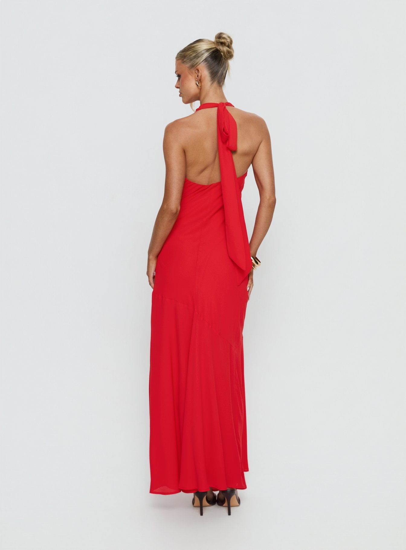 Luannie Halter Scarf Tie Maxi Dress Red - Image 5