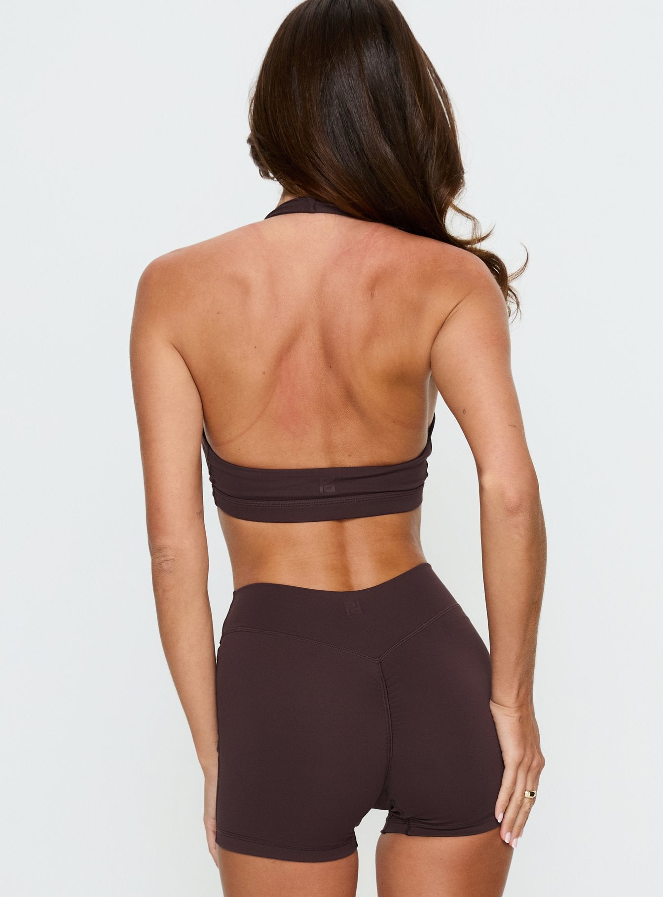 Lock In Active Halter Crop Top Brown - Image 5