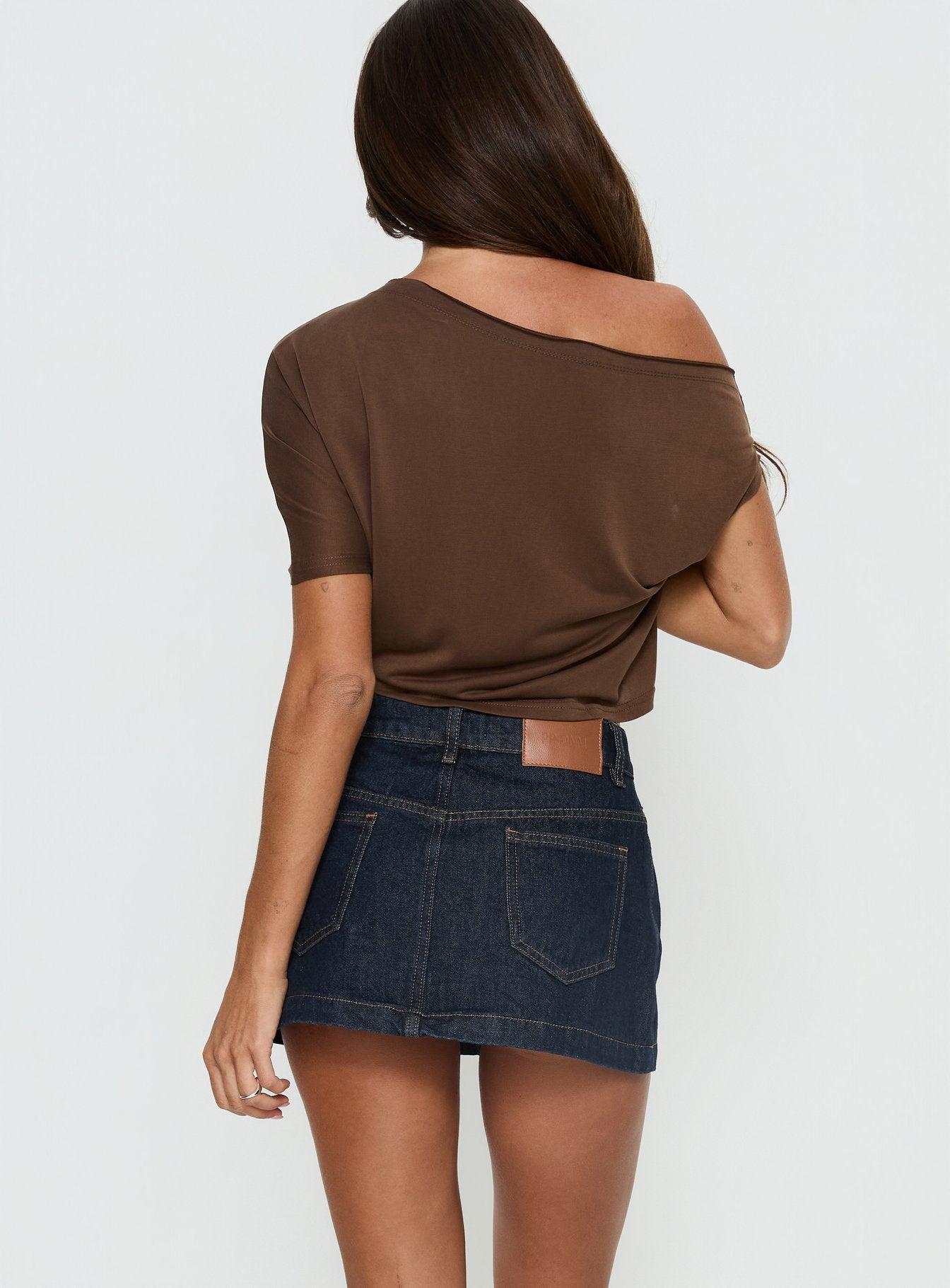 Nicolina Low Rise Denim Mini Skirt Raw Denim - Image 4