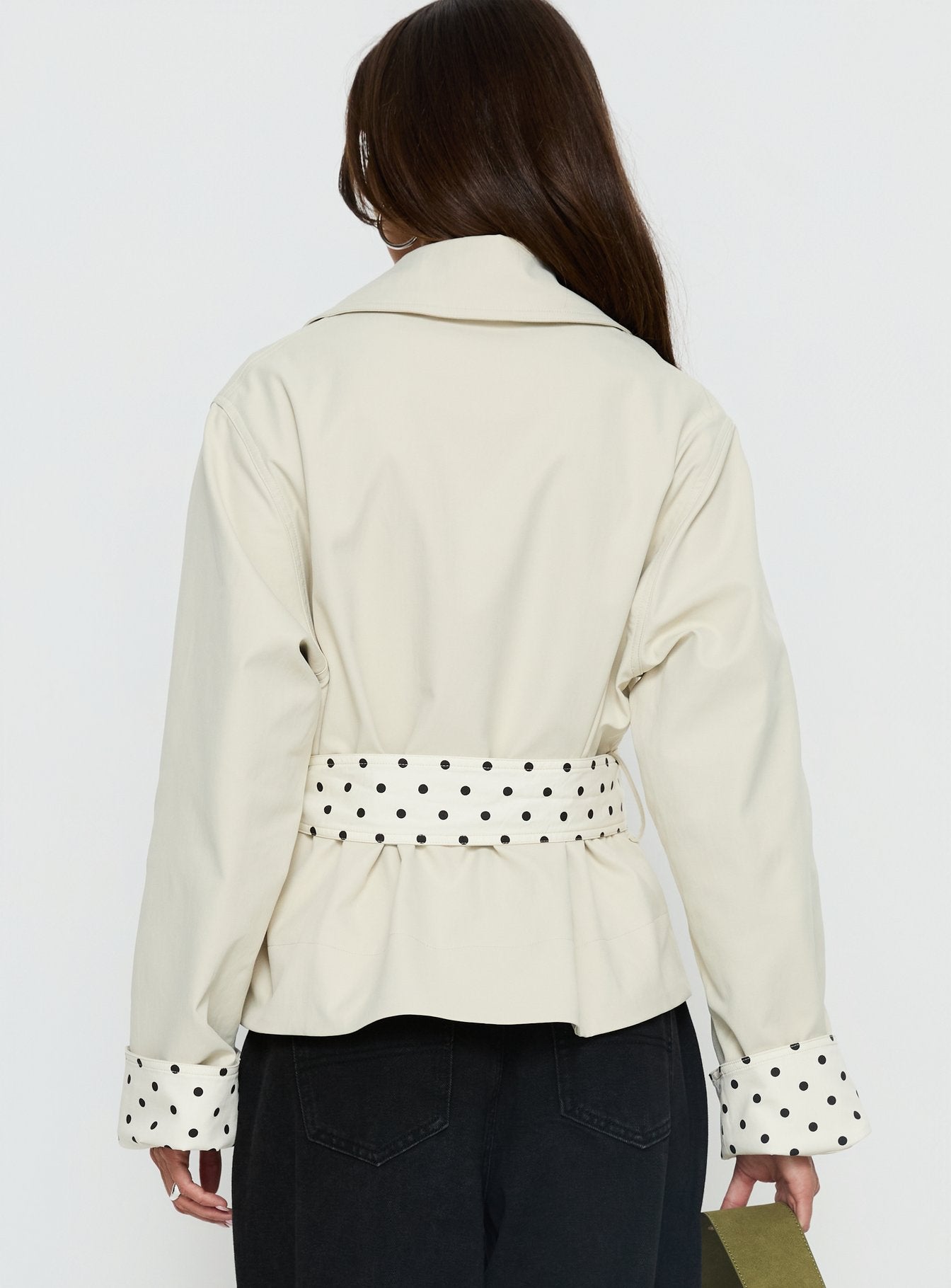 Meriana Cropped Trench Beige Polka Dot - Image 4