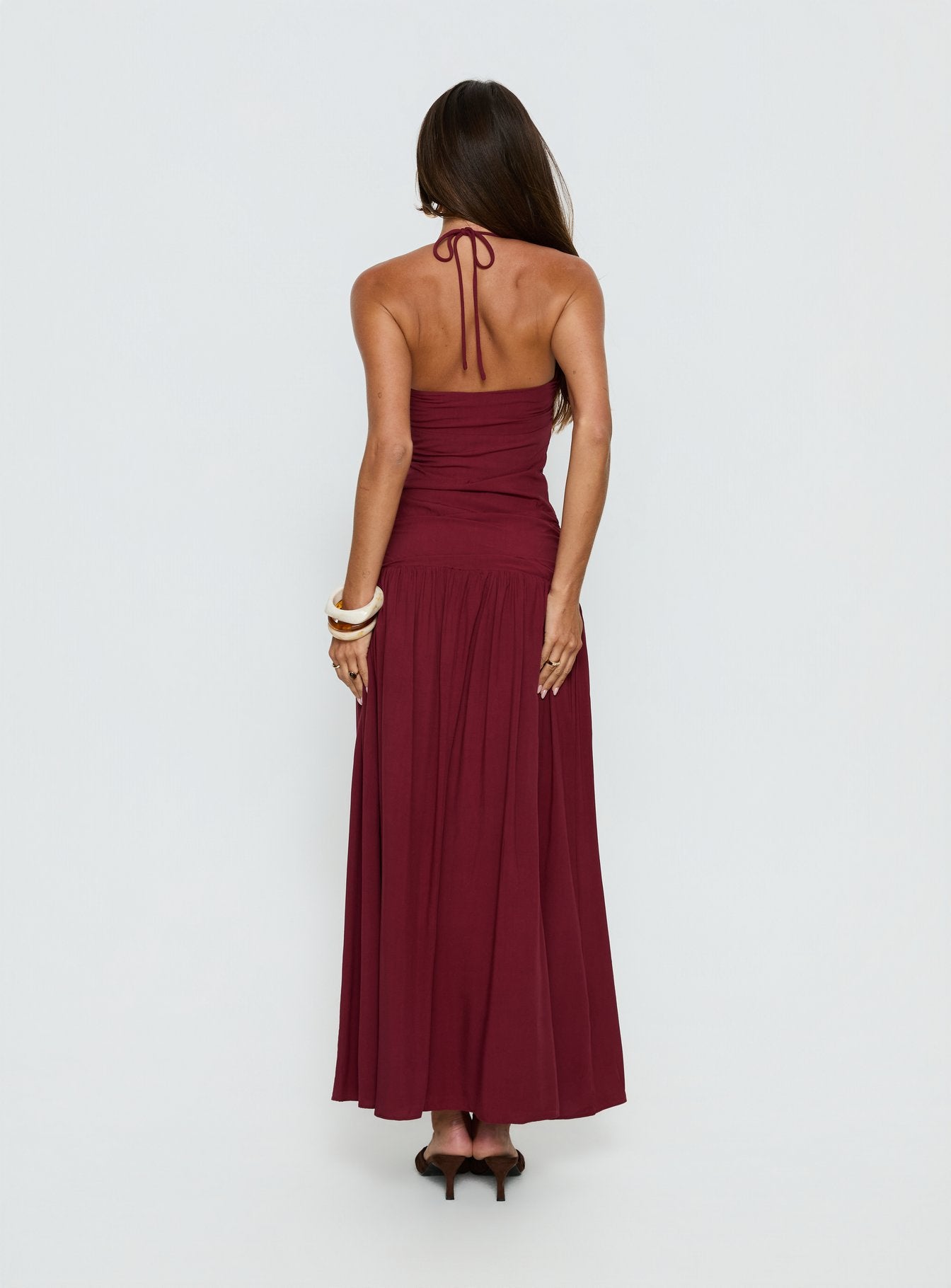 Marguerite Halter Maxi Dress Ruby Wine - Image 4