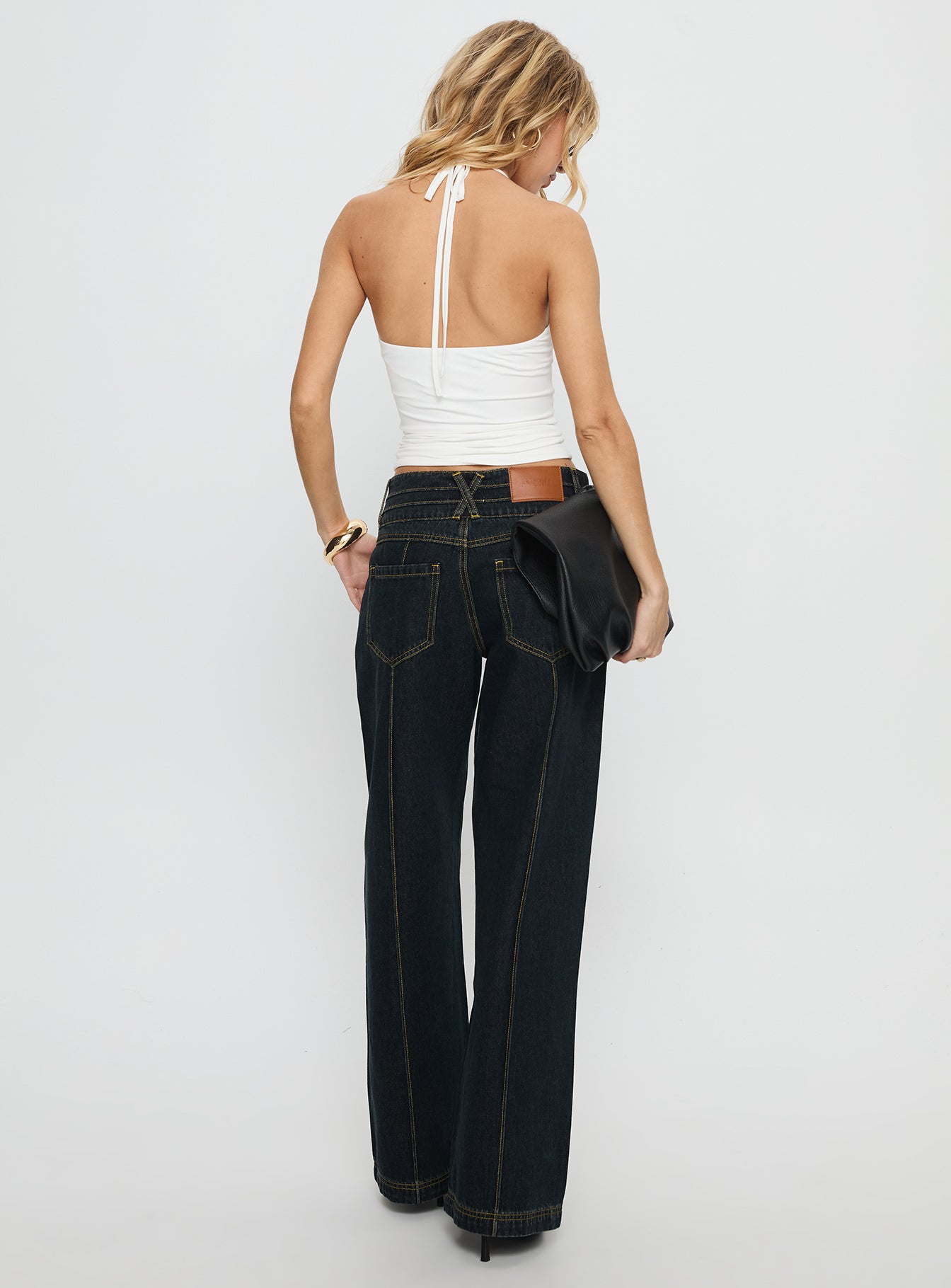 Hannalee Low Rise Wide Leg Jeans Grunge Wash - Image 5