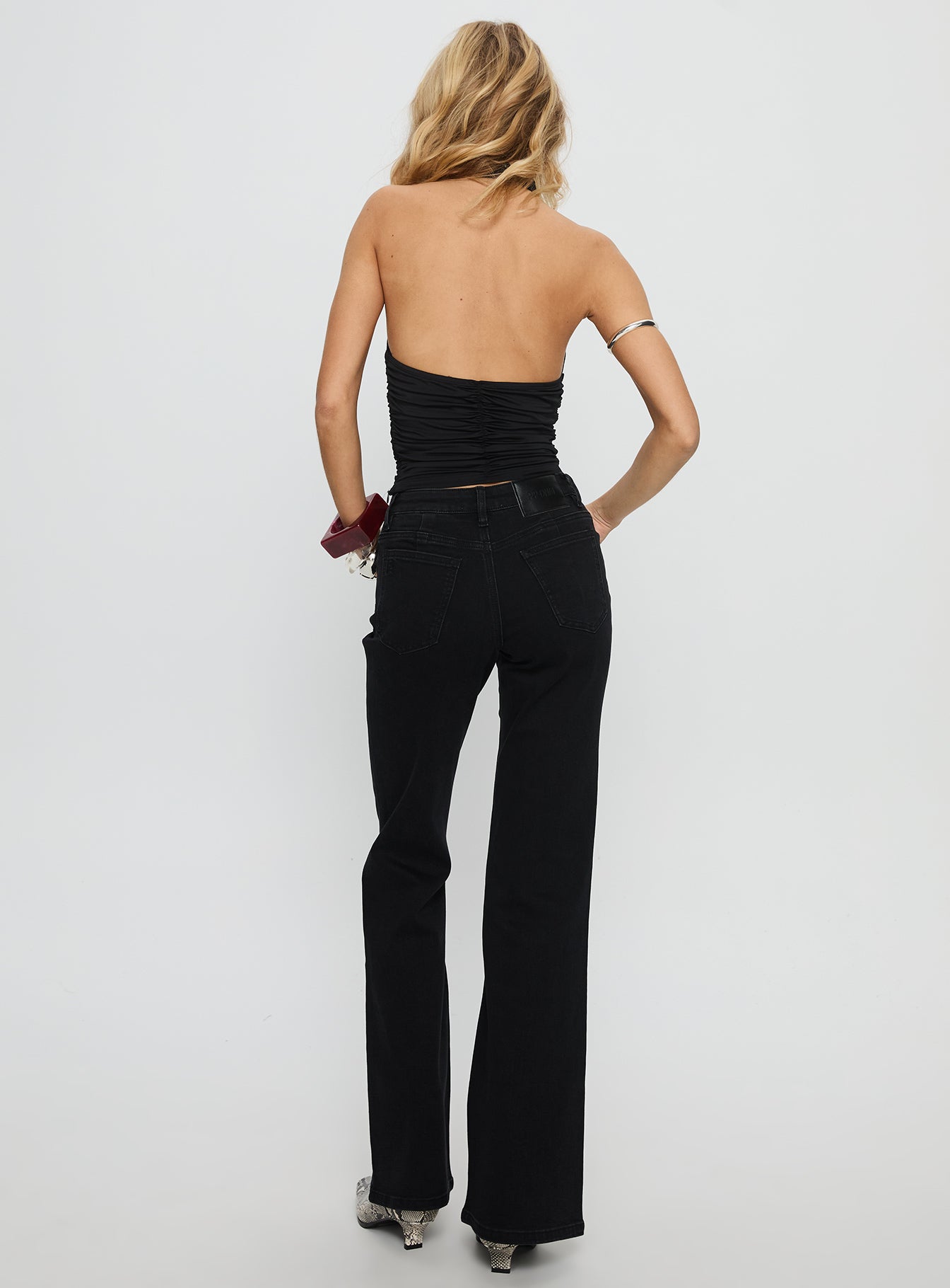 Magic Mirror Mid Rise Bootleg Jeans Washed Black - Image 5