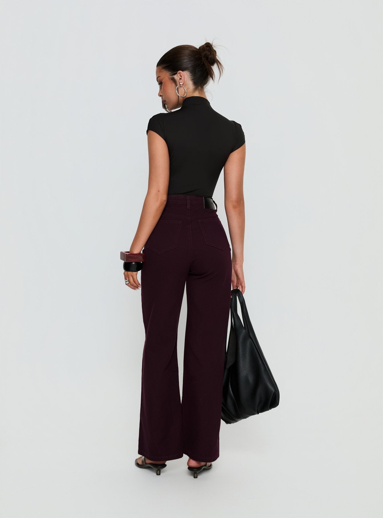 Nicolo High Rise Straight Leg Jeans Currant - Image 4