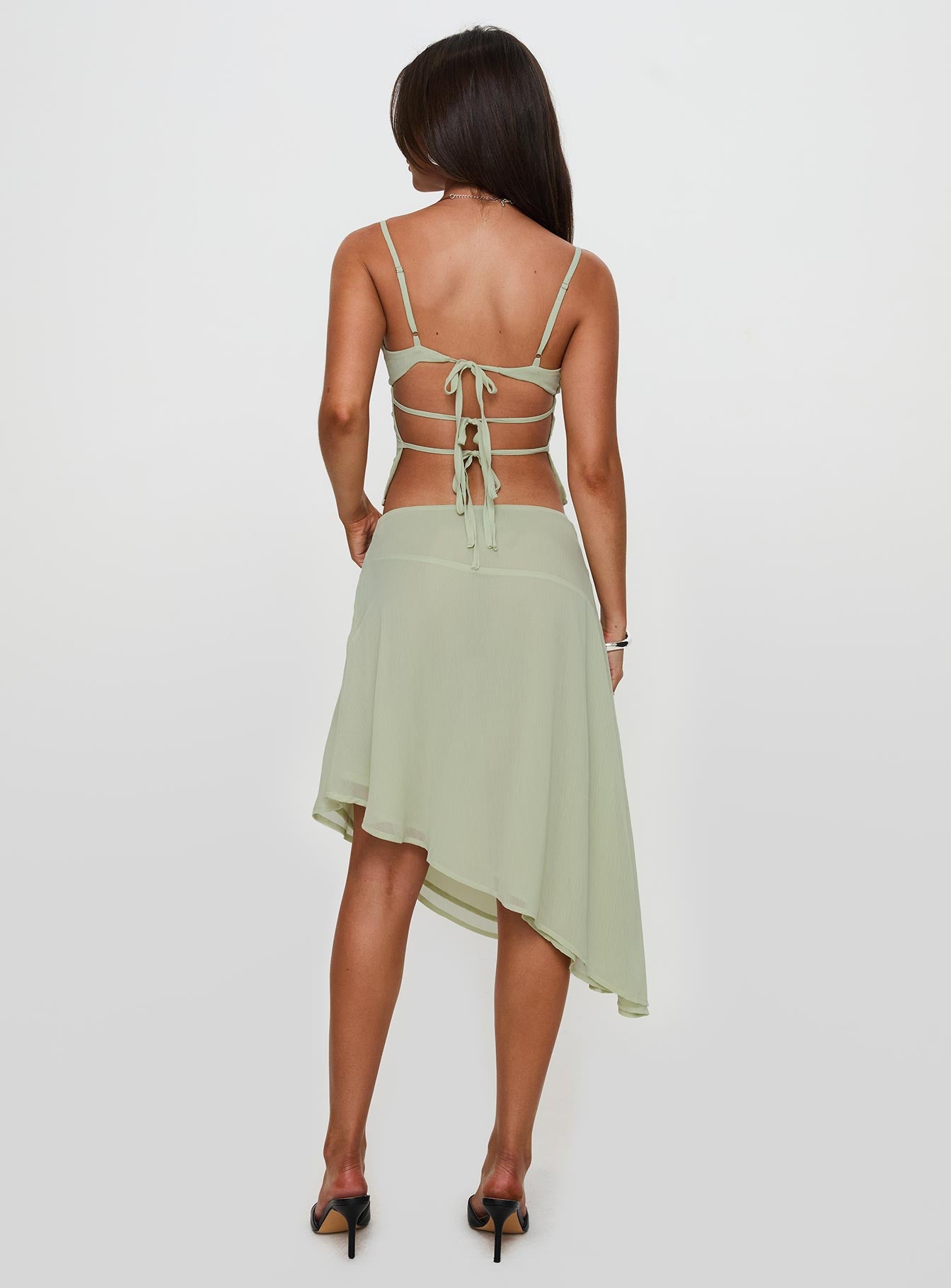 Pappilion Asymmetrical Midi Skirt Sage Petite - Image 8