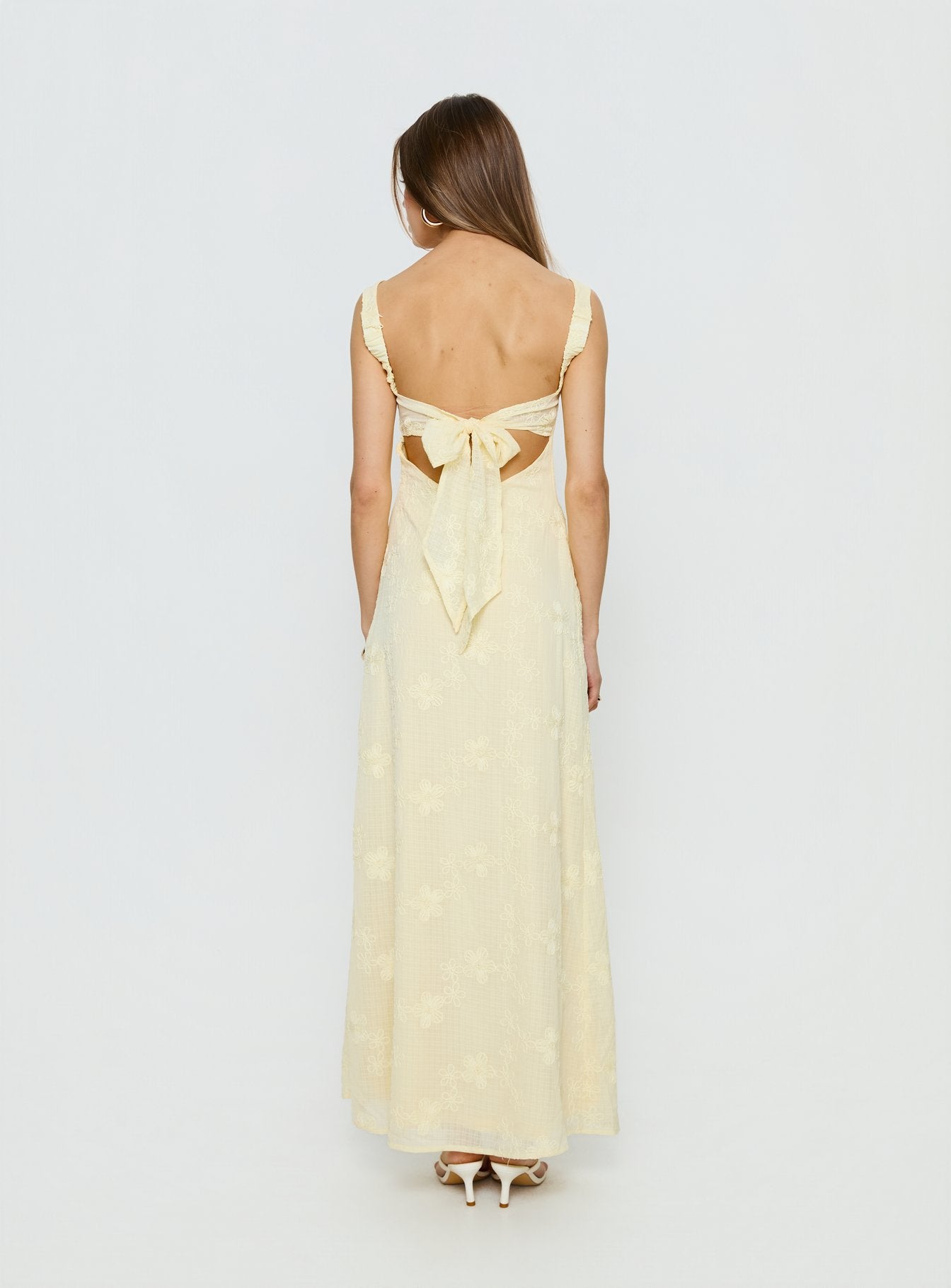 Maisone Broderie Maxi Dress Lemon - Image 4