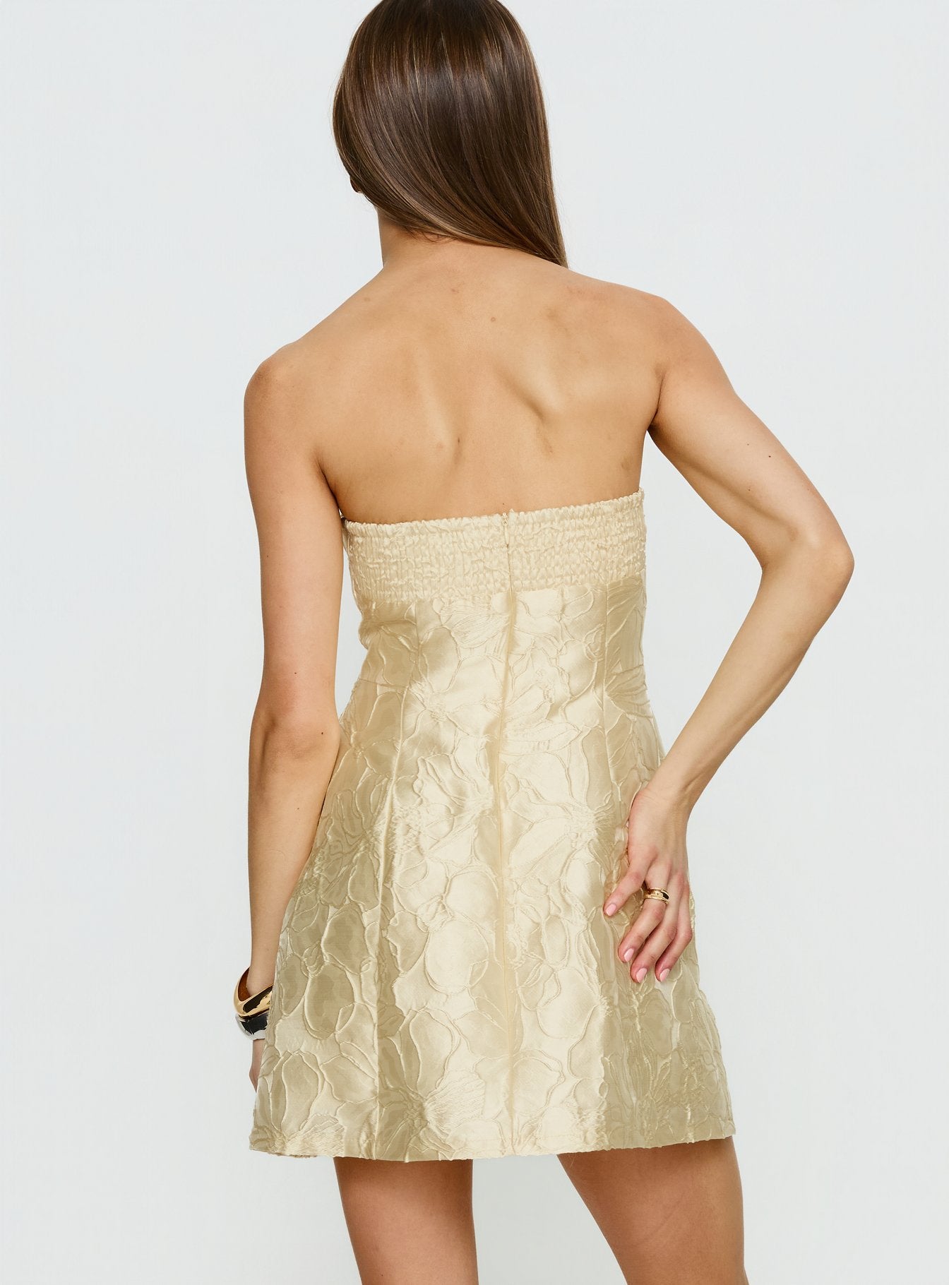 Cross Your Heart Strapless Mini Dress Lemon - Image 4