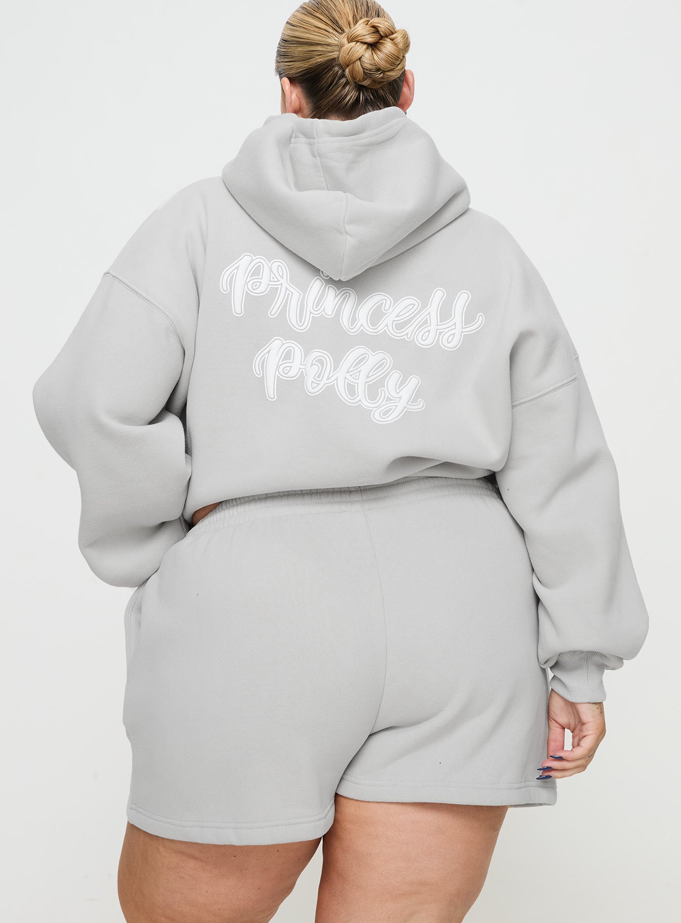 Princess Polly Track Shorts Puff Text Grey Curve - Image 5