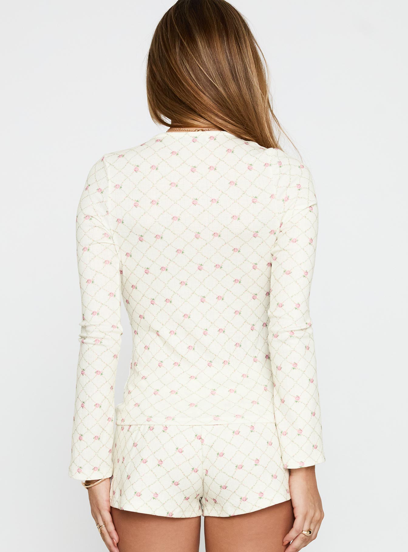 Captivation Tie Up Sleep Cardigan Pink Floral - Image 5