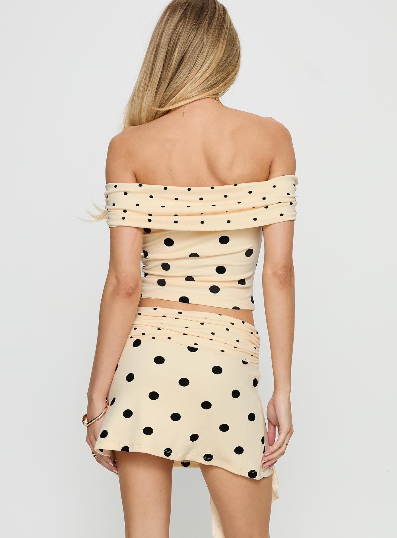Porzia Wrap Detail Mini Skirt Cream / Polka Dot - Image 5