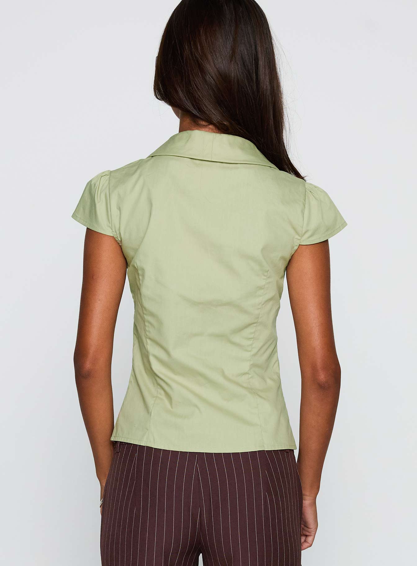 Crowd Control Collared Top Sage - Image 5