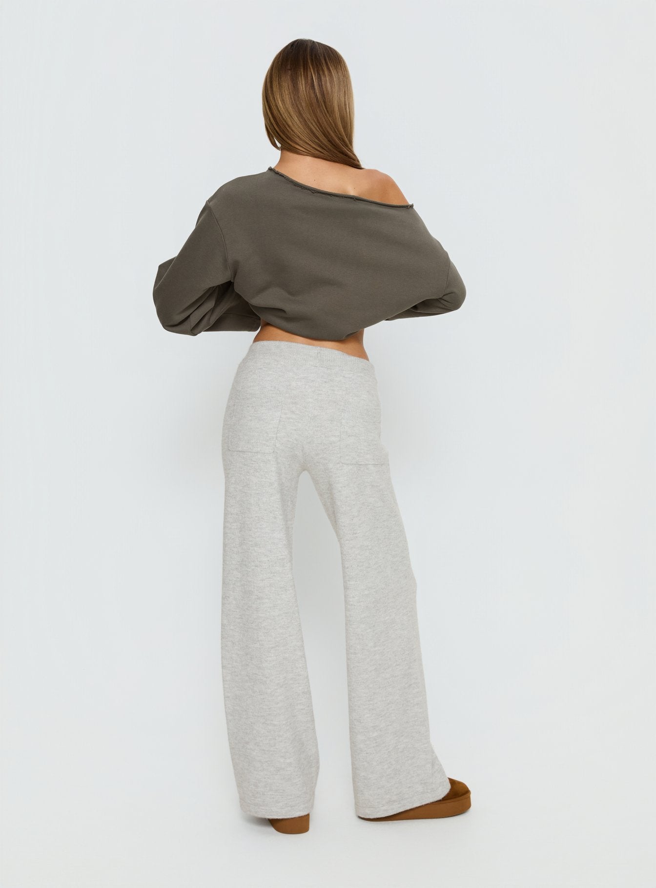 Bekki Wide Leg Knit Pant Grey Marle - Image 5