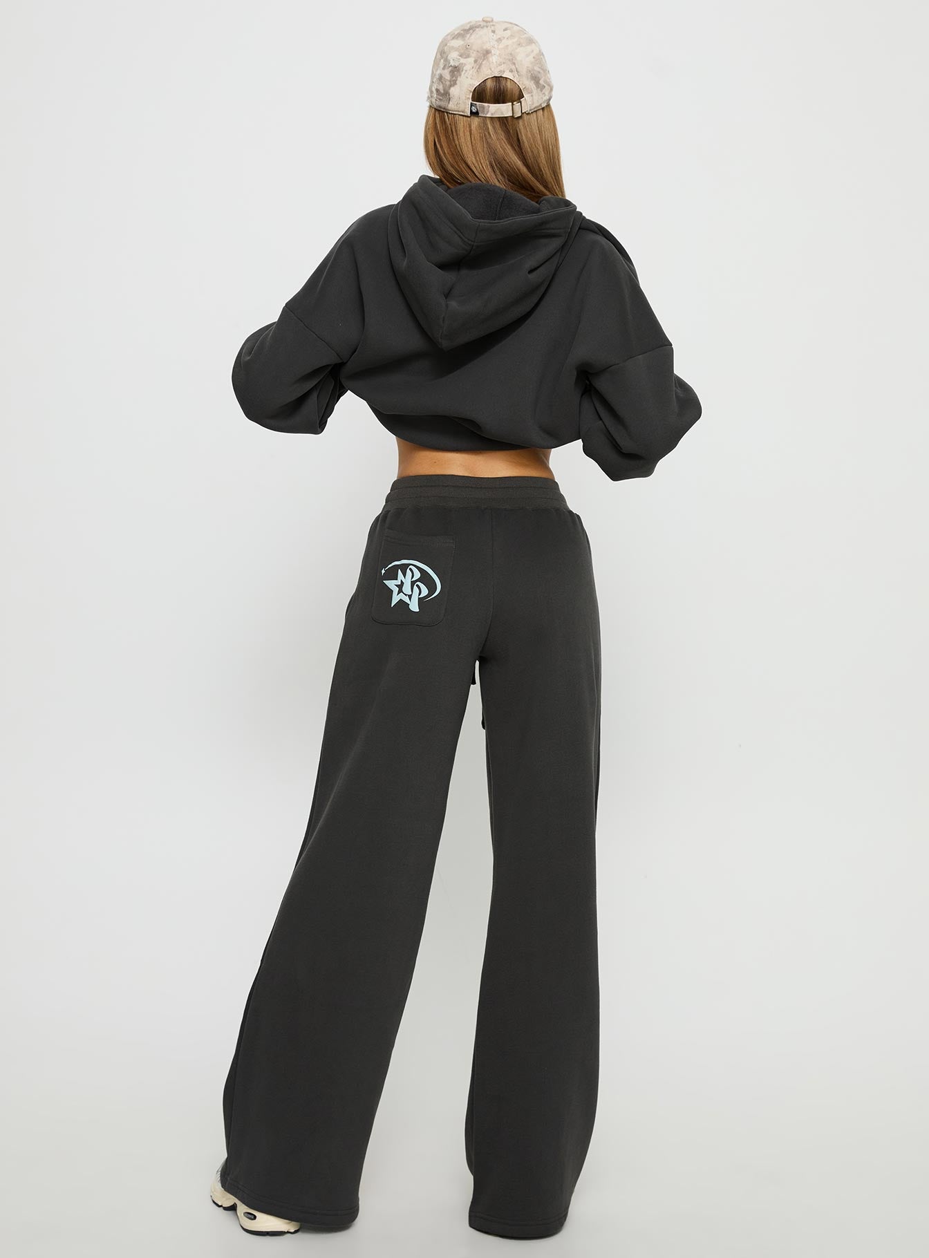Princess Polly Stargirl Wide Leg Sweat Pants Charcoal - Image 5