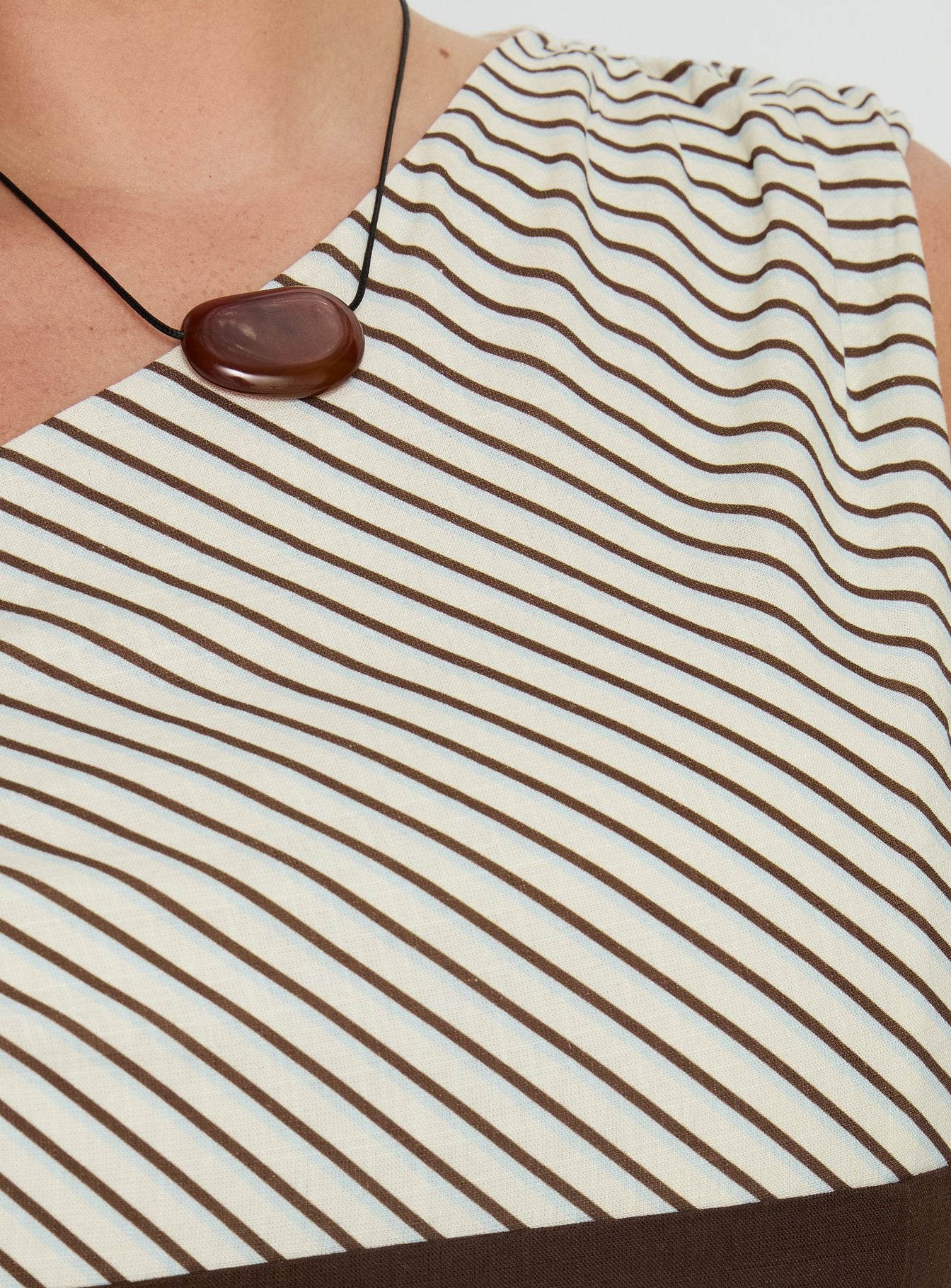 Past Life One Shoulder Top Brown / Stripe Curve - Image 6