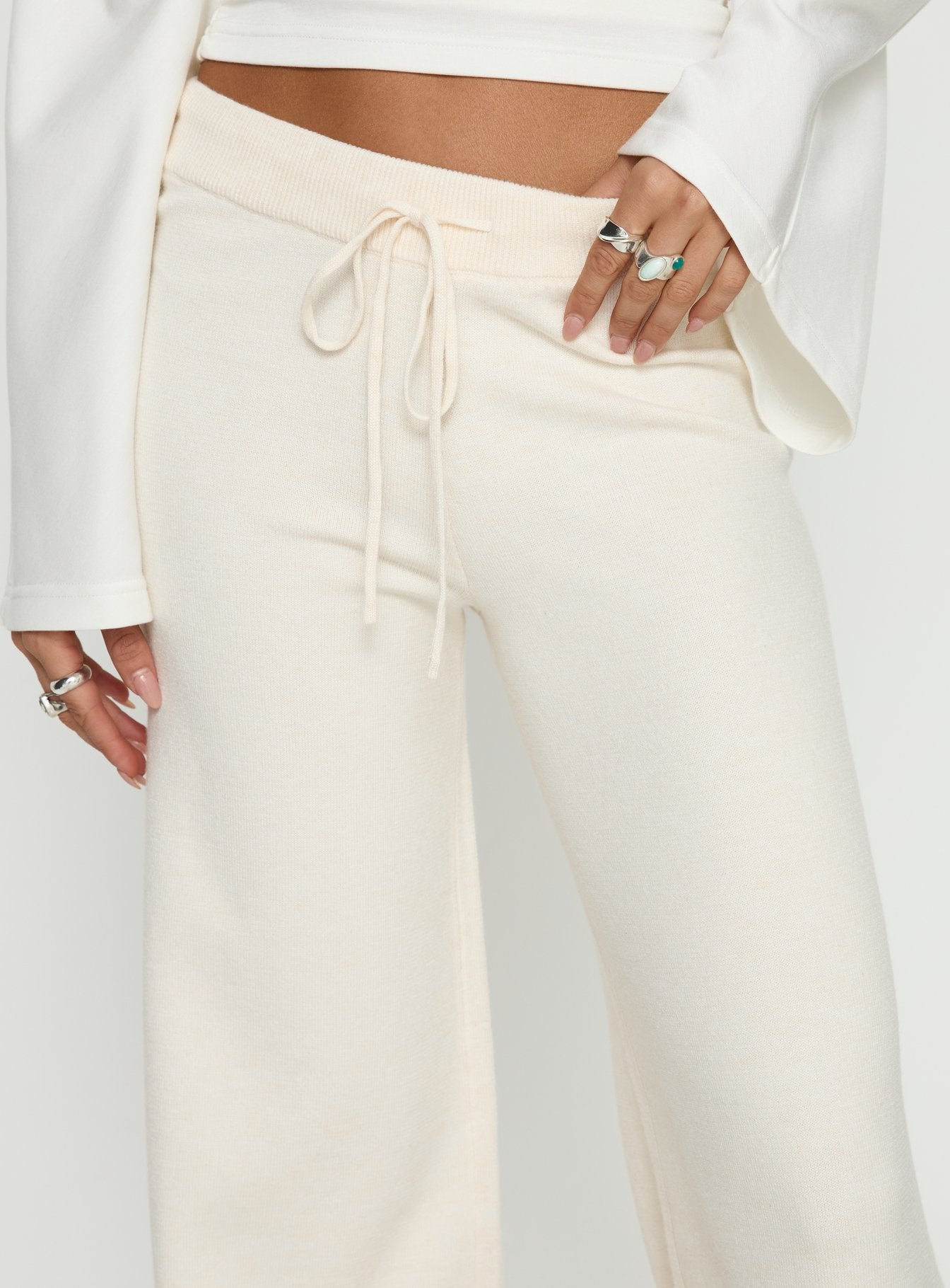 Felisha Low Waist Knit Pants White - Image 6