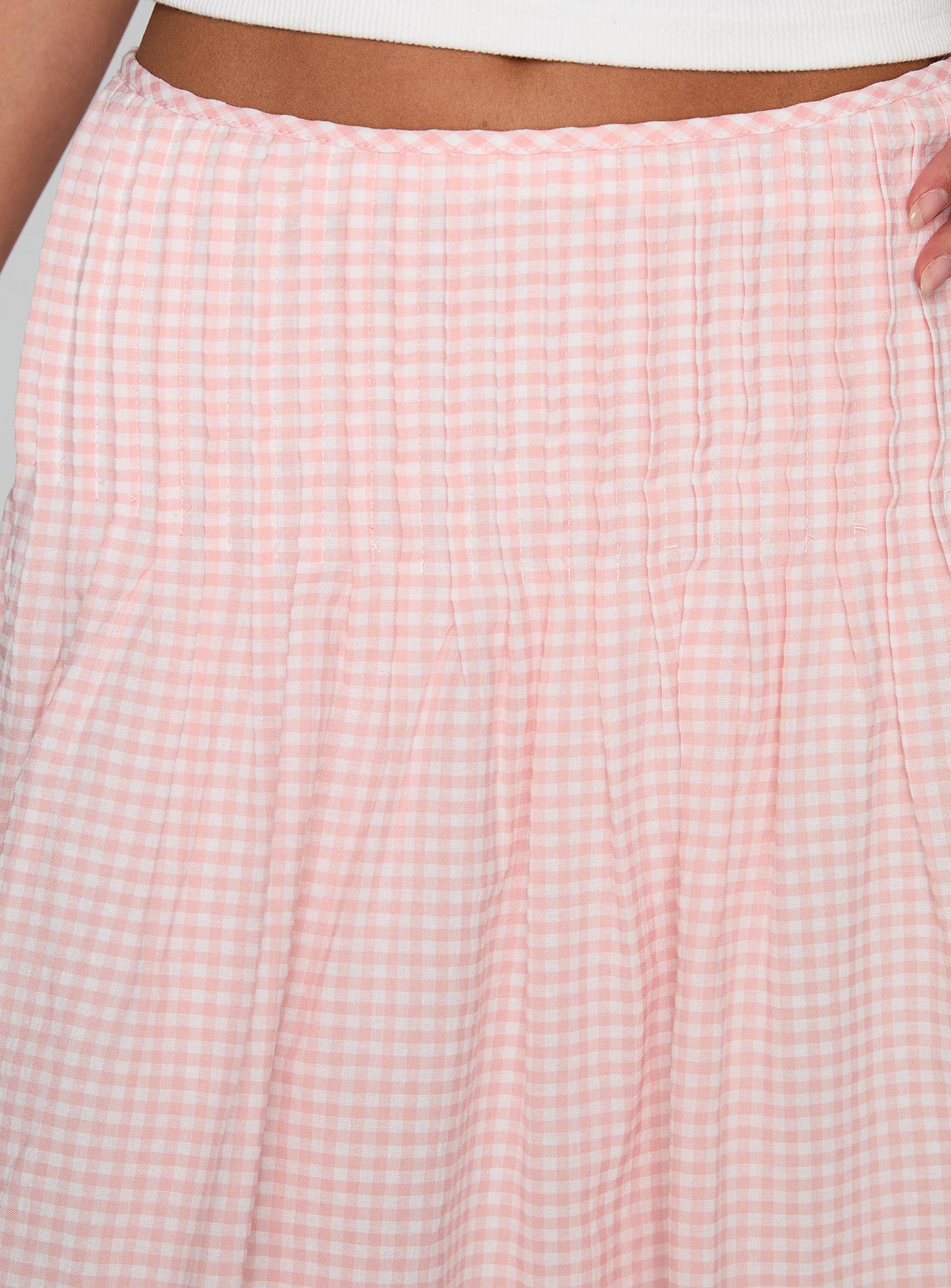 Maryanna Midi Skirt Pink Gingham - Image 6