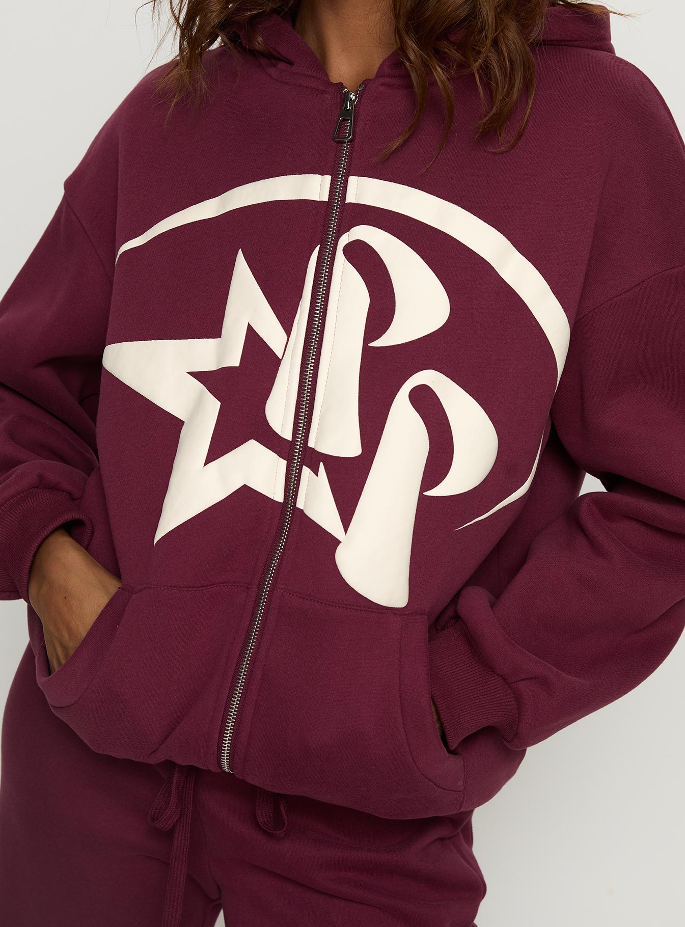 Princess Polly Stargirl Zip Through Jumper Burgundy - Image 6