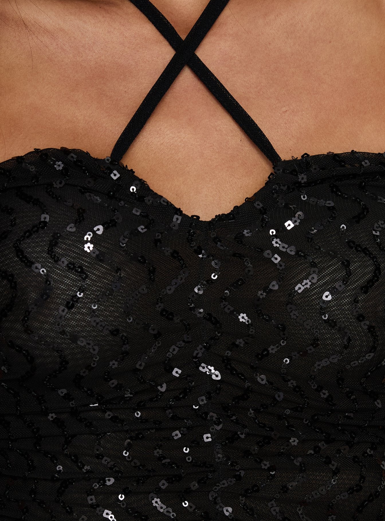 Edana Ruched Sequin Bodysuit Black - Image 5
