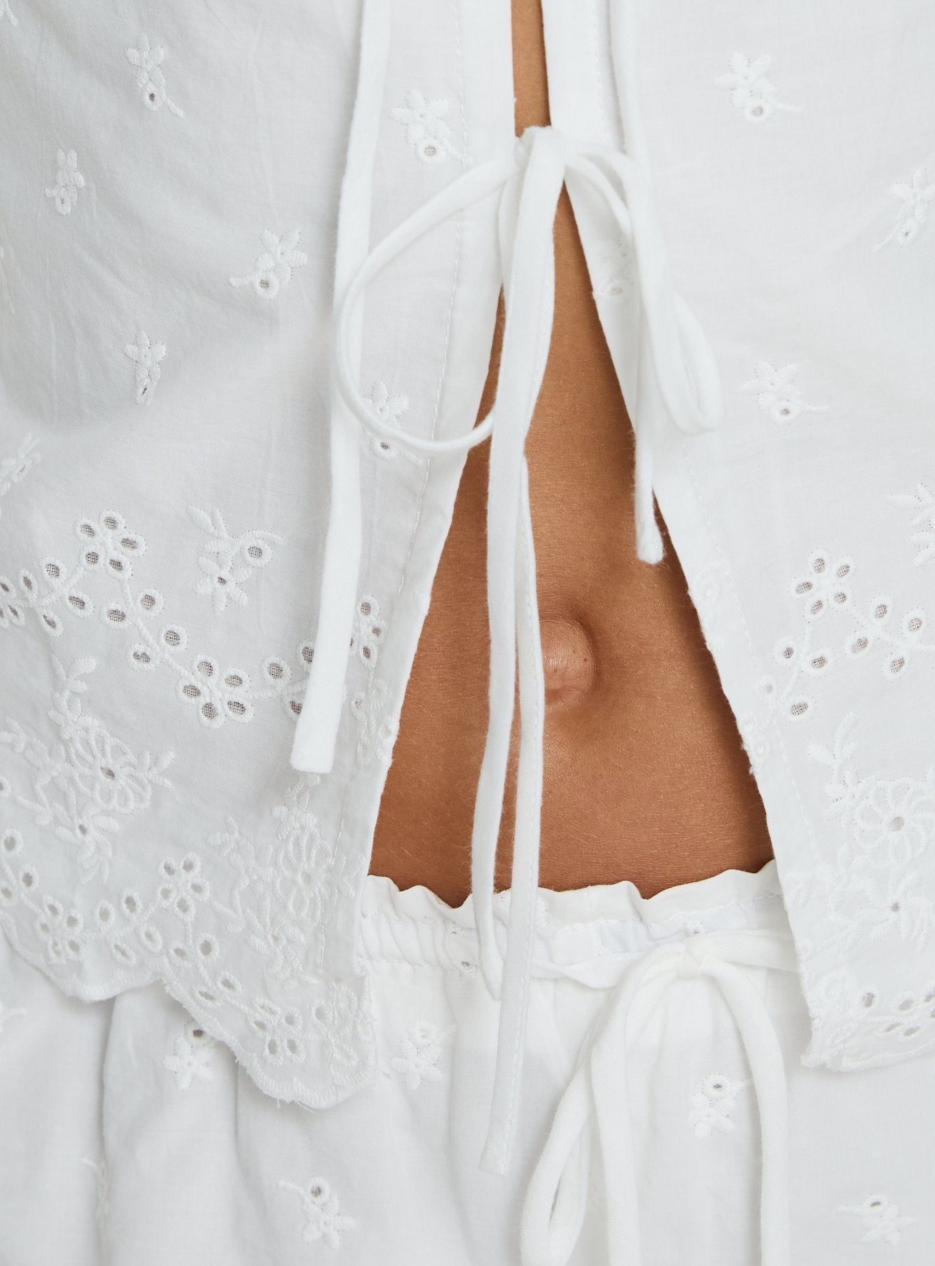 Love Of Mine Scoop Anglaise Sleep Cami Top White - Image 6