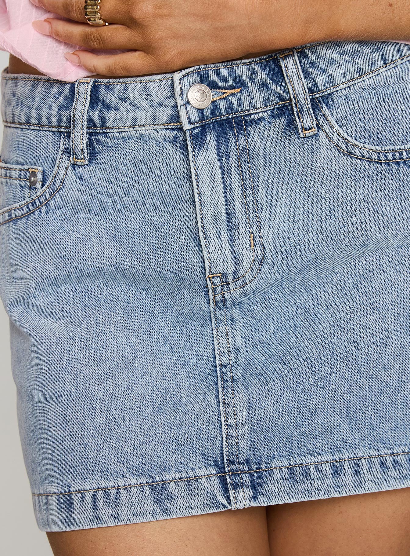 Nickei Denim Mini Skirt Light Wash - Image 6