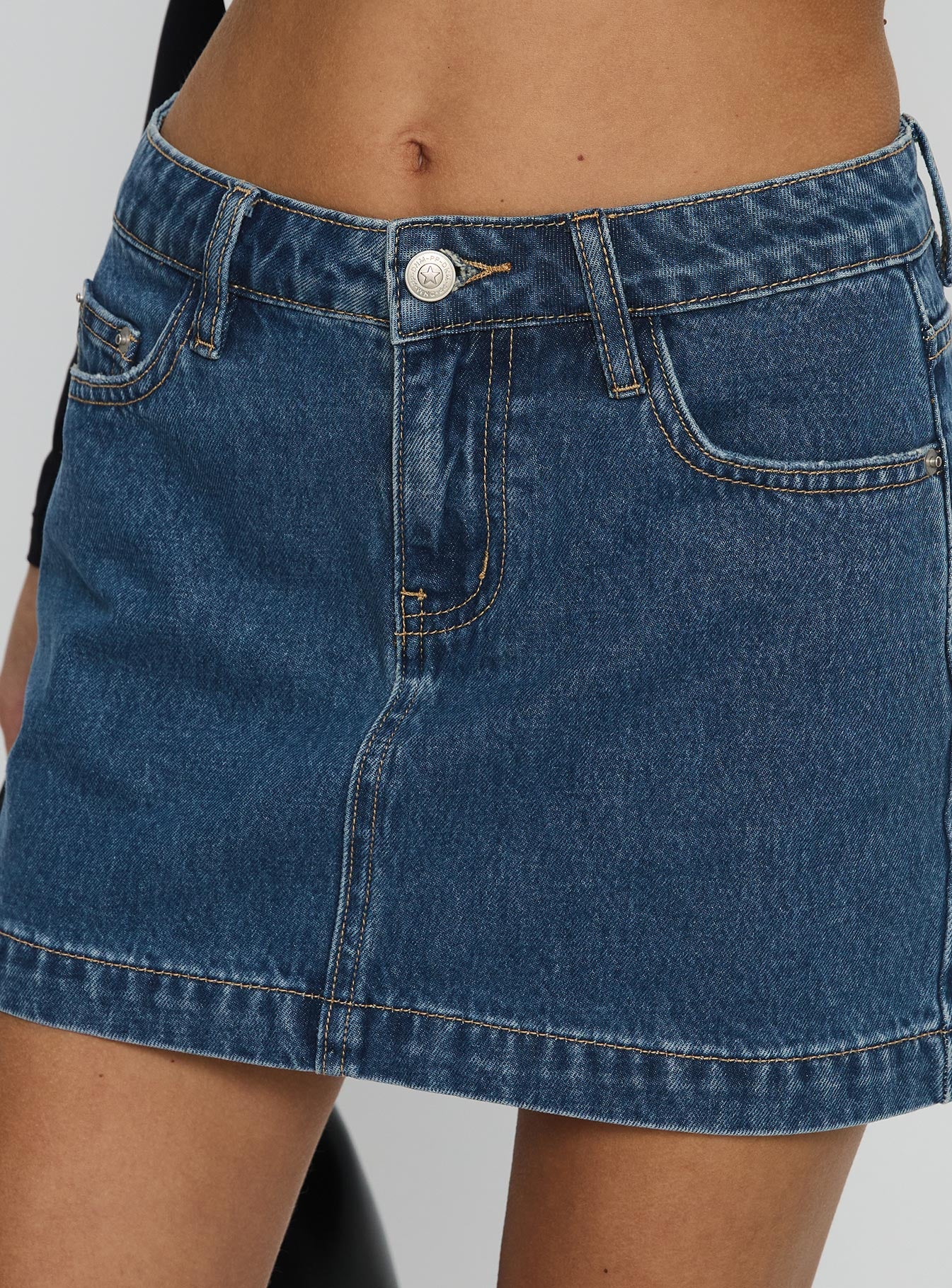 Nickei Denim Mini Skirt Mid Wash - Image 7