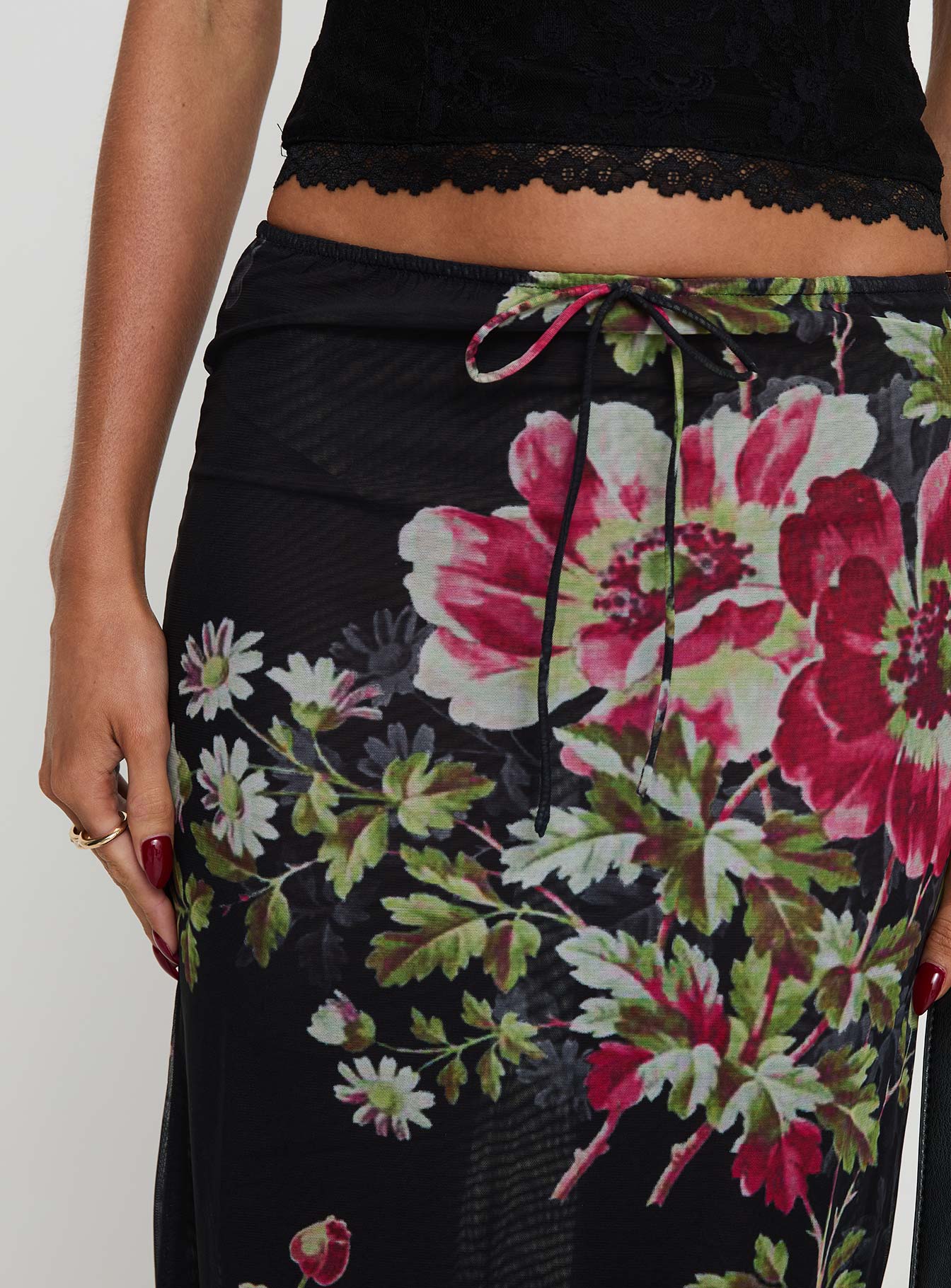 Paganio Maxi Skirt Black Floral - Image 7