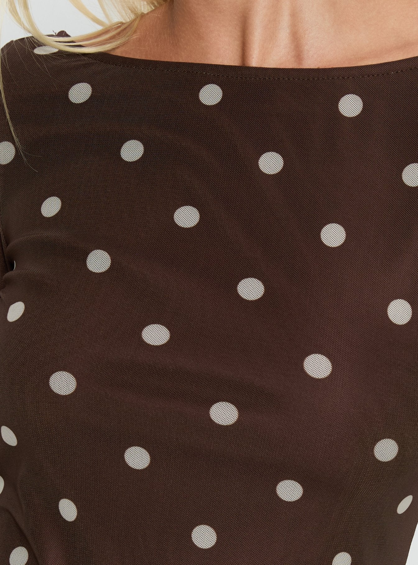 Lukea Long Sleeve Mini Dress Brown Polka Dot - Image 5
