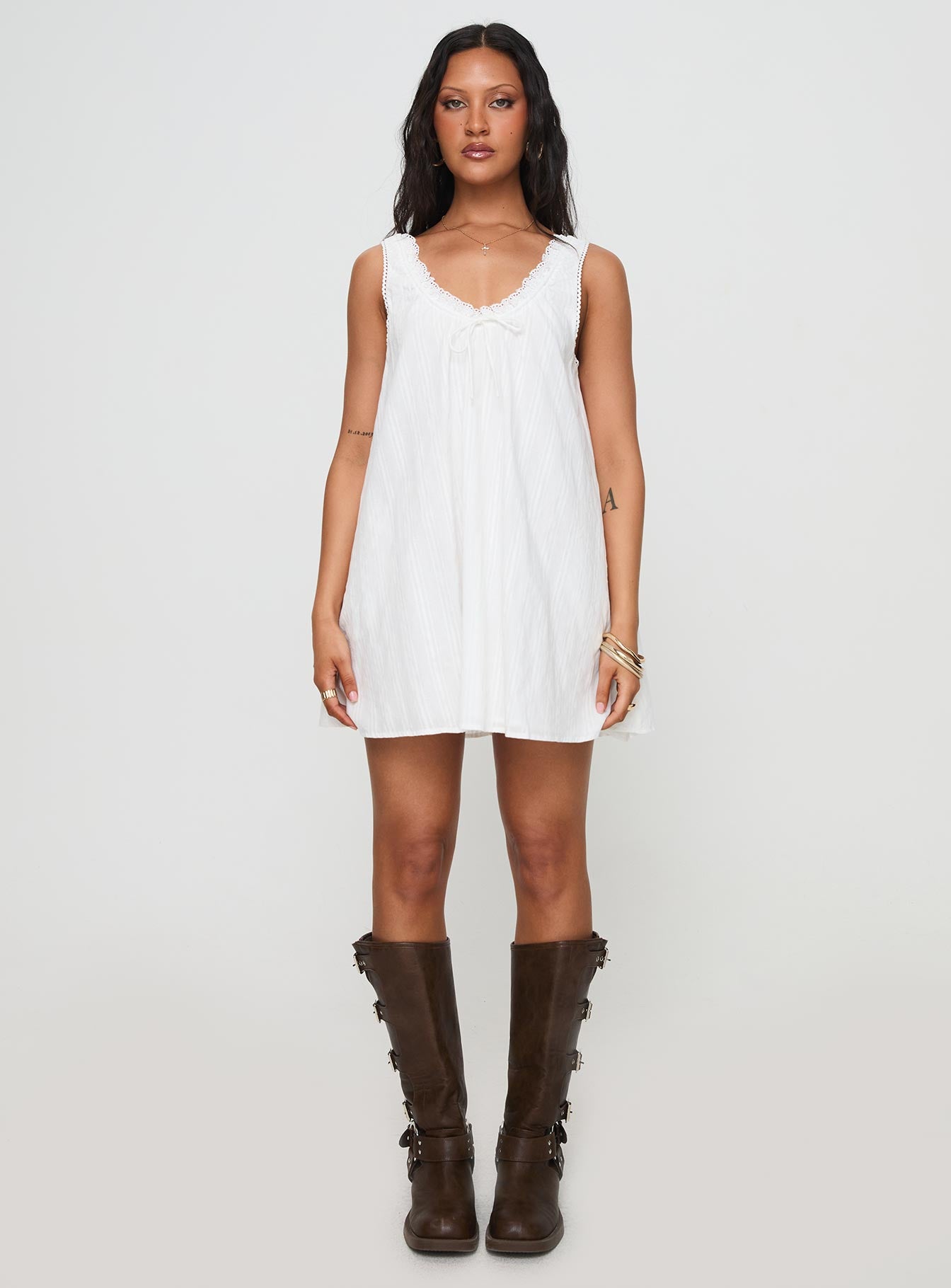 Antiquity Swing Mini Dress White Petite - Image 7