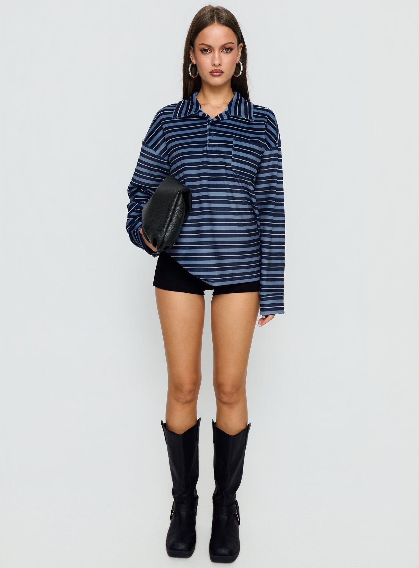 Mystris Collared Jumper Blue Stripe - Image 7