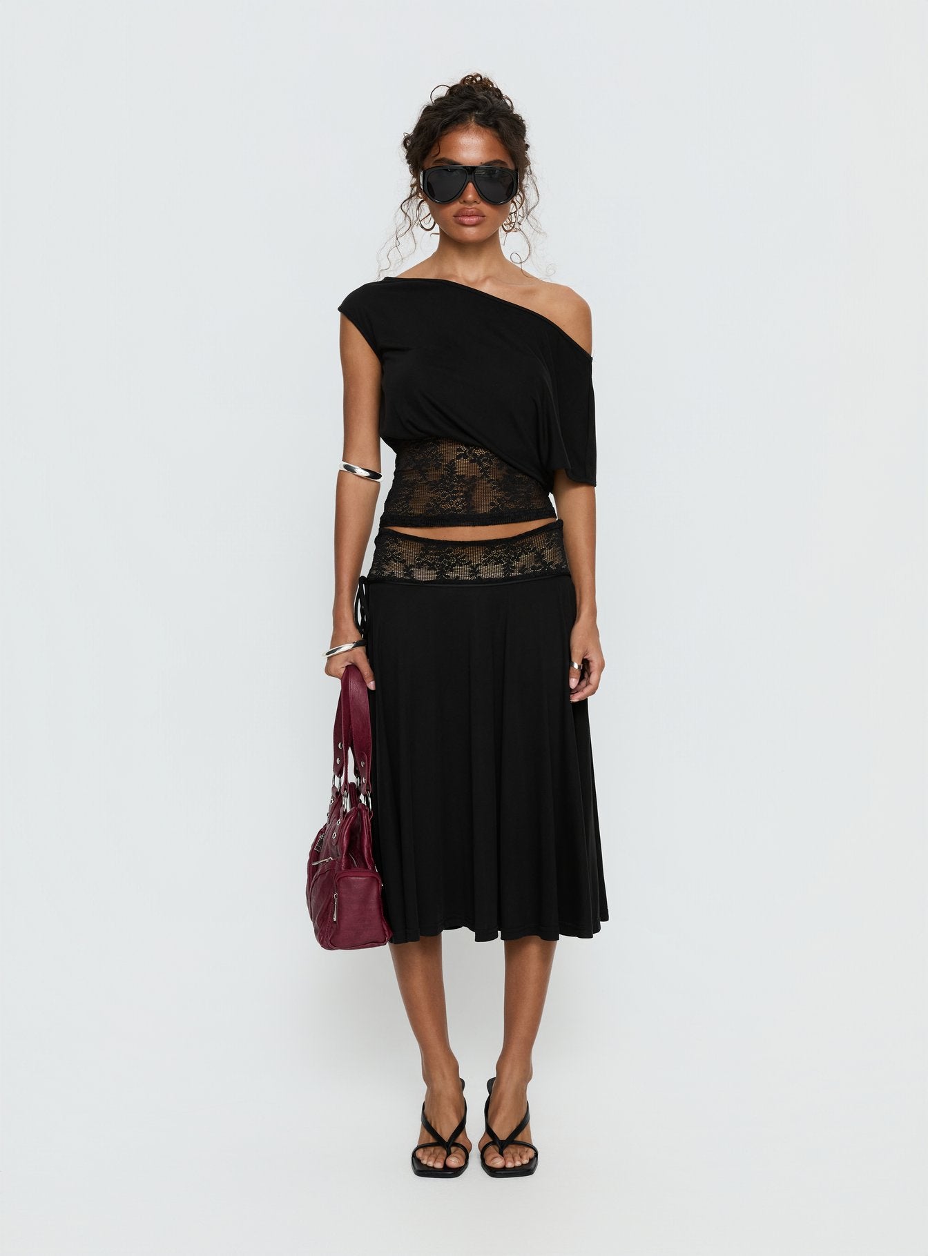 Marienna Lace Midi Skirt Black - Image 7