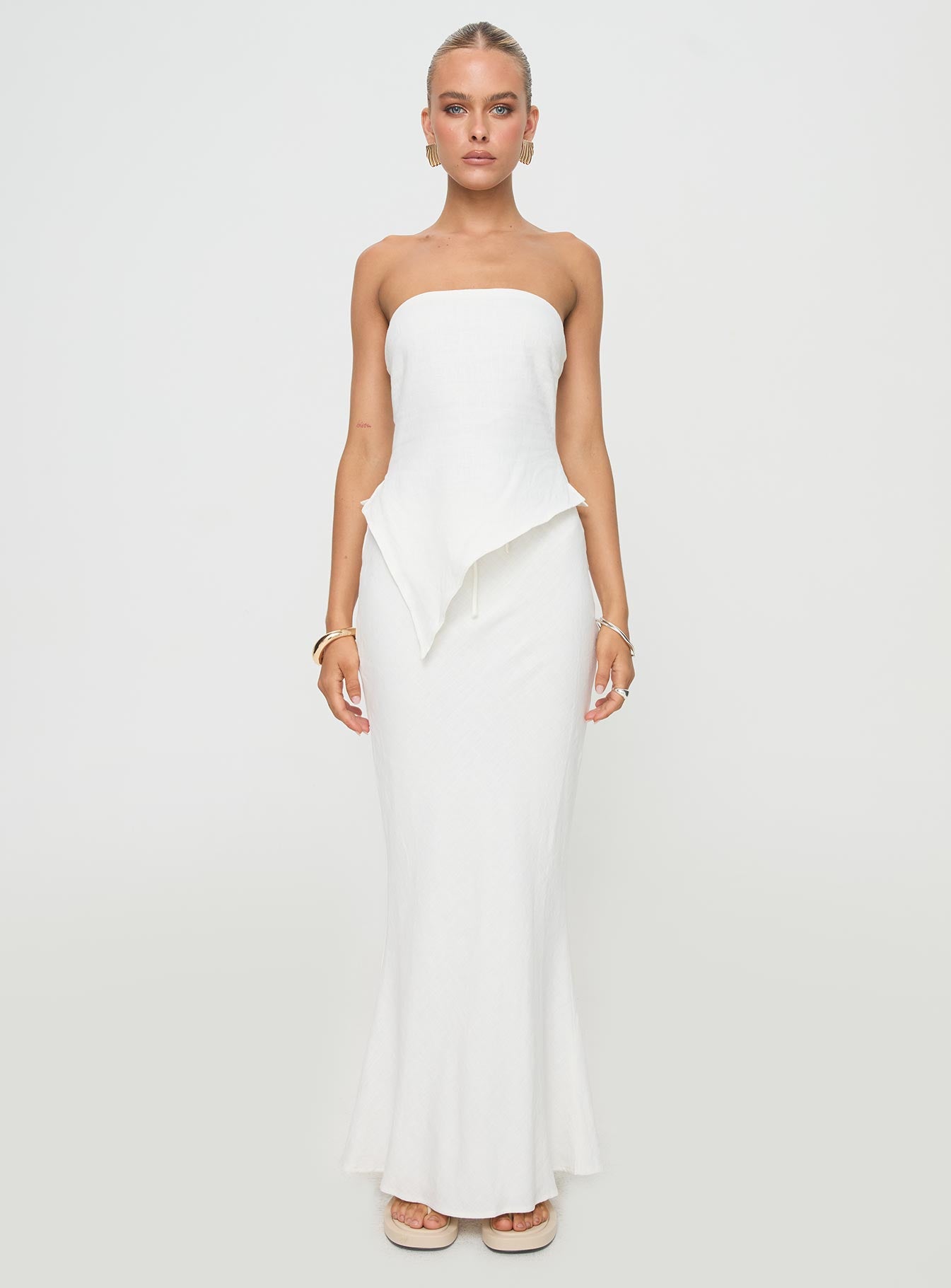 Mercer Linen Blend Maxi Skirt White - Image 7