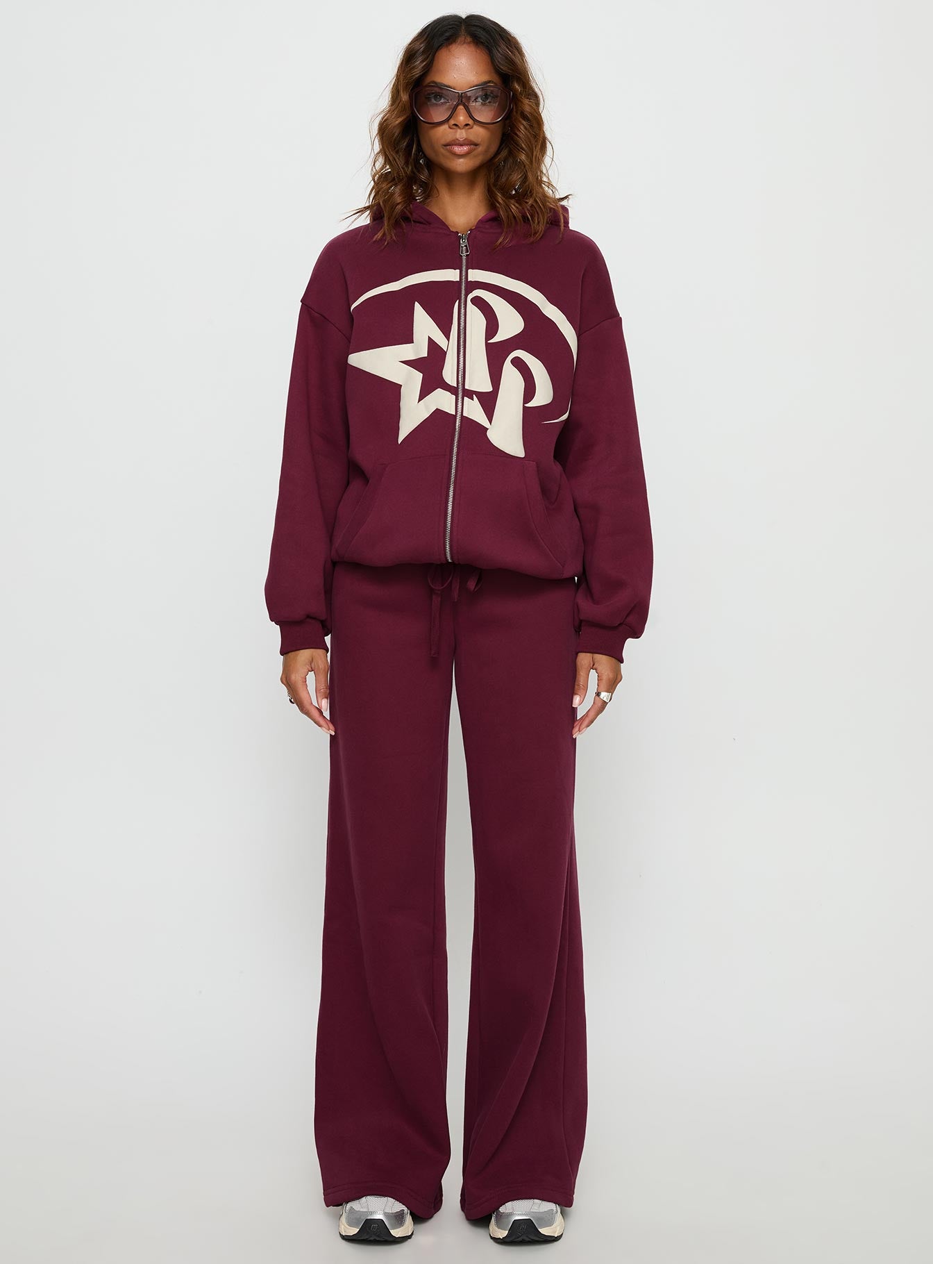 Princess Polly Stargirl Zip Through Jumper Burgundy - Image 7