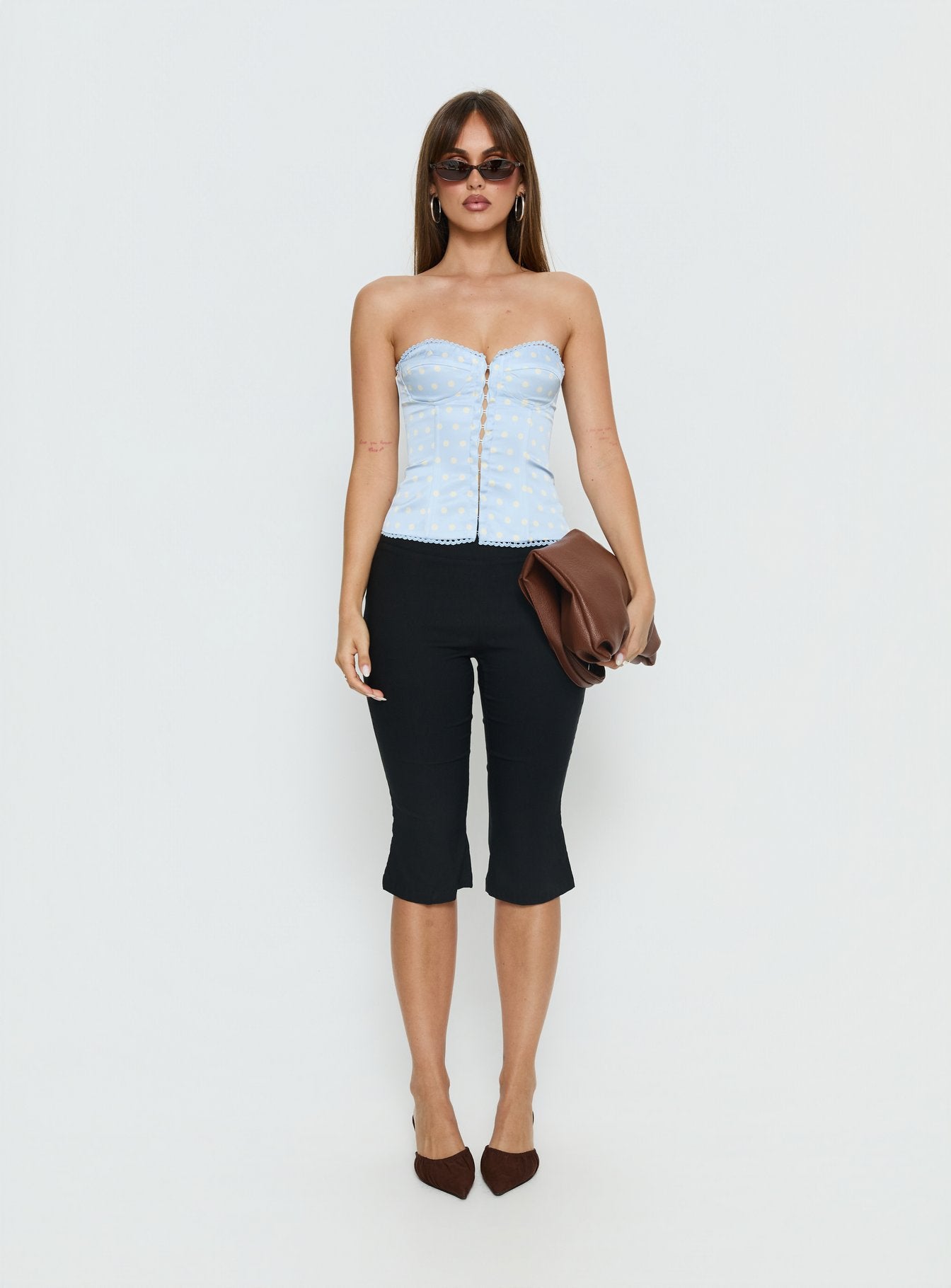 Jazzy Strapless Corset Top Blue / Lemon Polka - Image 6
