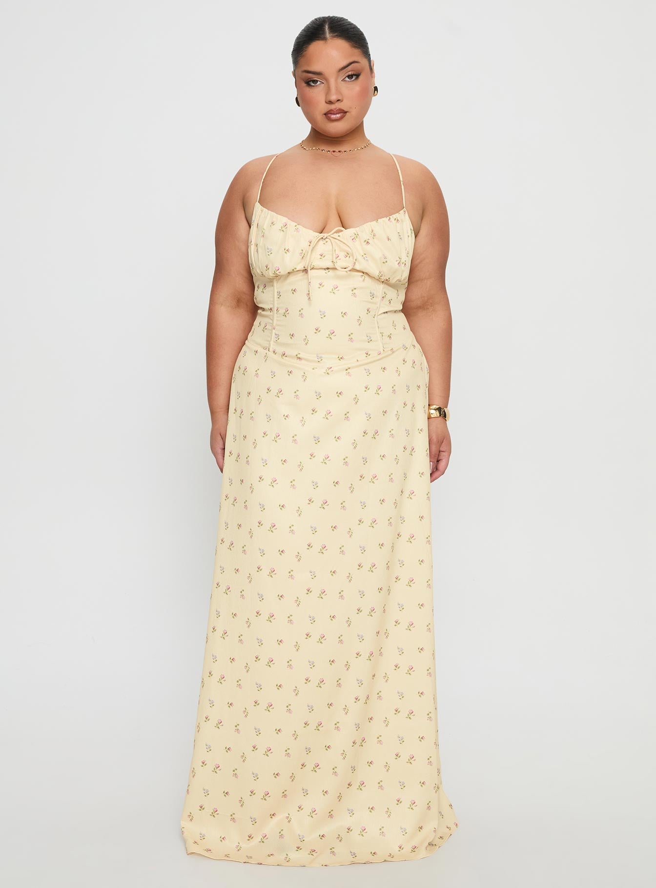 Members Only Maxi Dress Yellow Floral Curve - Image 7