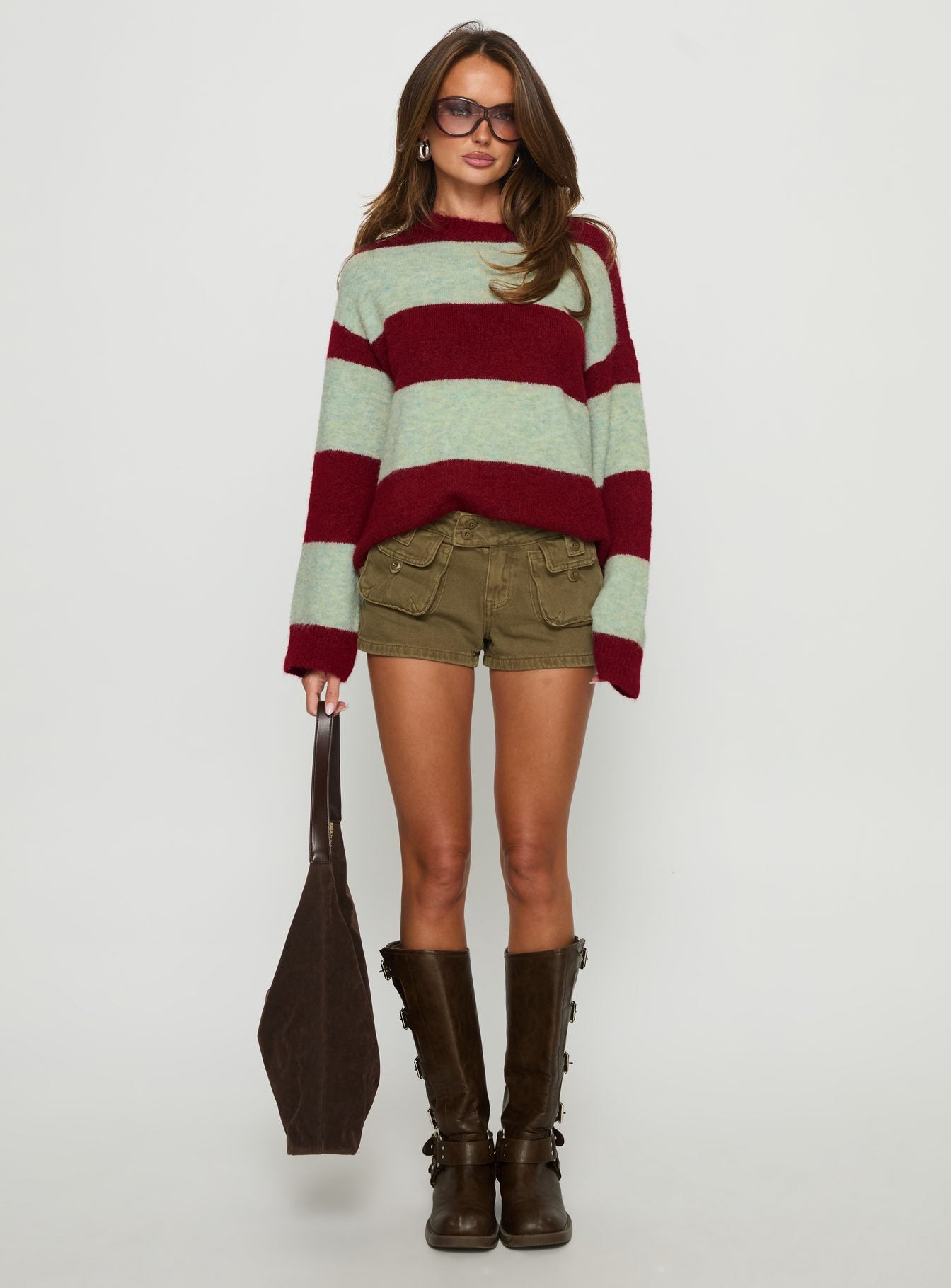 Nesha Fluffy Knit Sweater Red / Blue Stripe - Image 6
