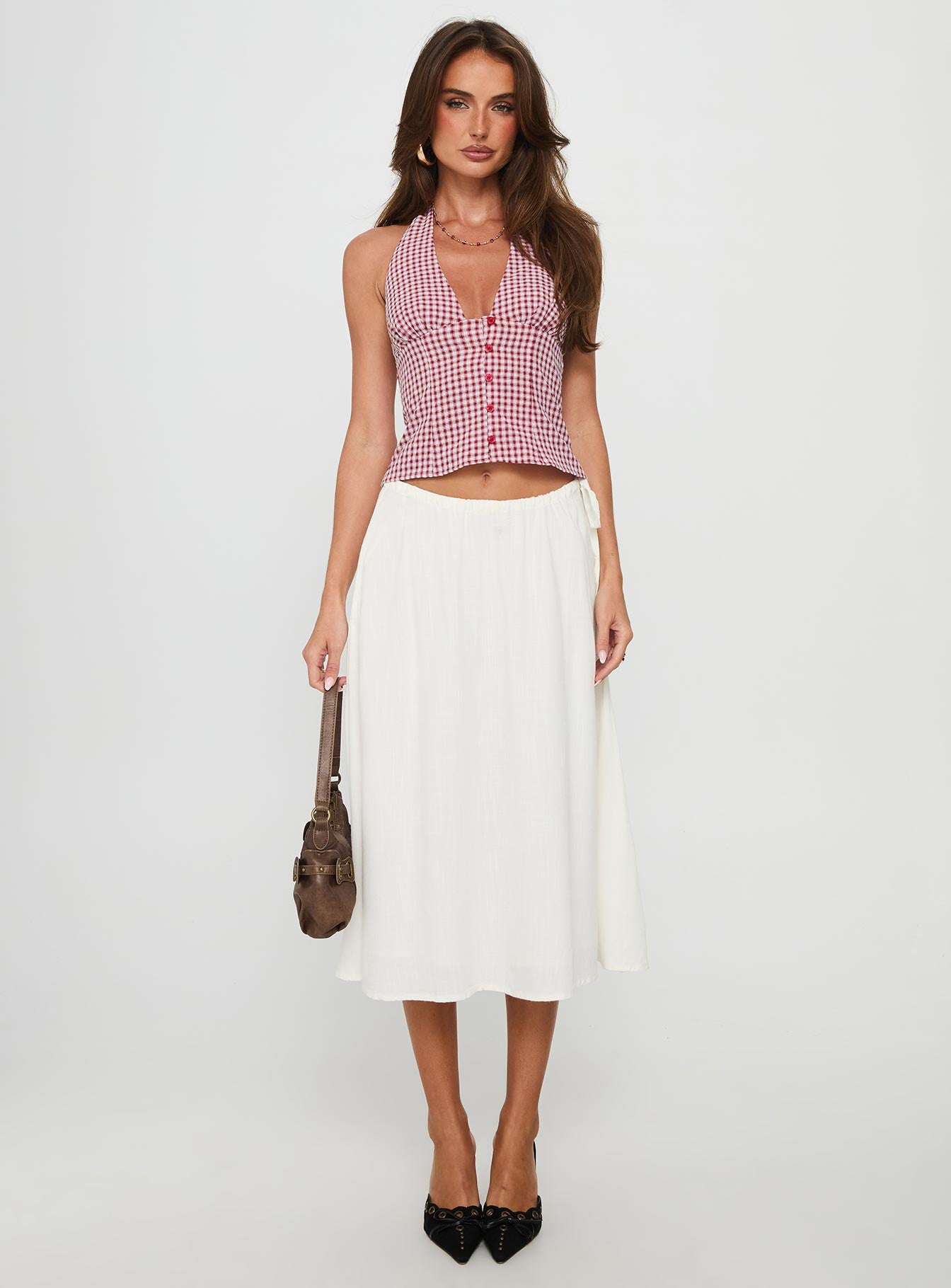 Persuasion Tie Side Midi Skirt White - Image 7
