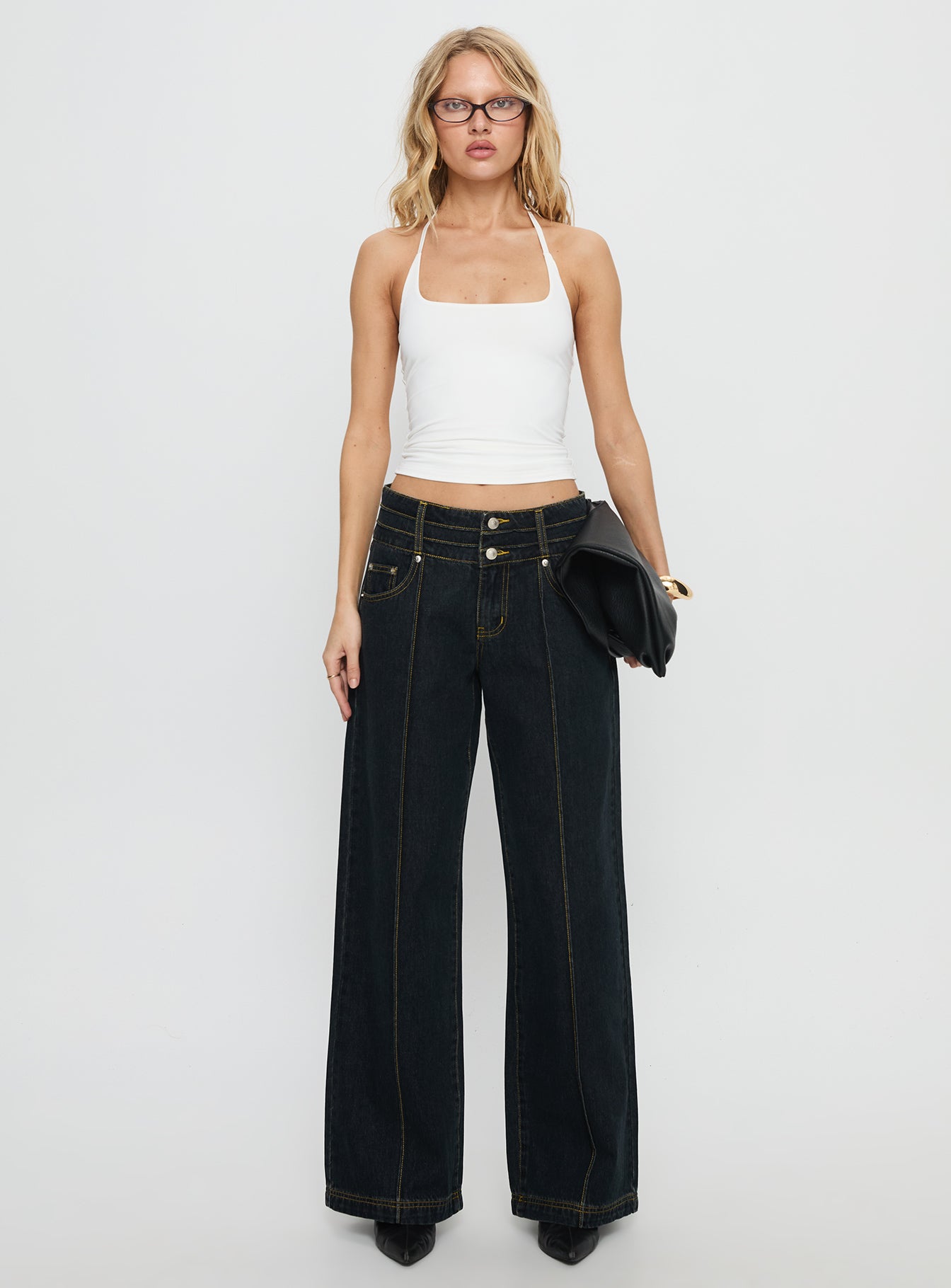 Hannalee Low Rise Wide Leg Jeans Grunge Wash - Image 7