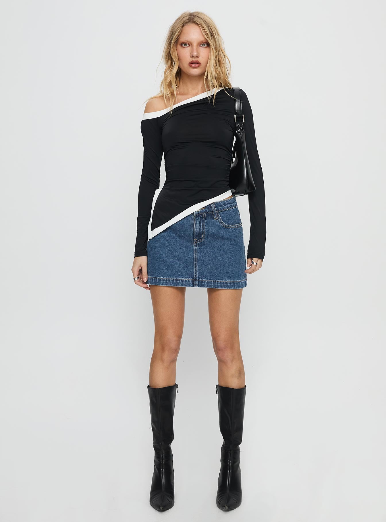 Nickei Denim Mini Skirt Mid Wash - Image 8