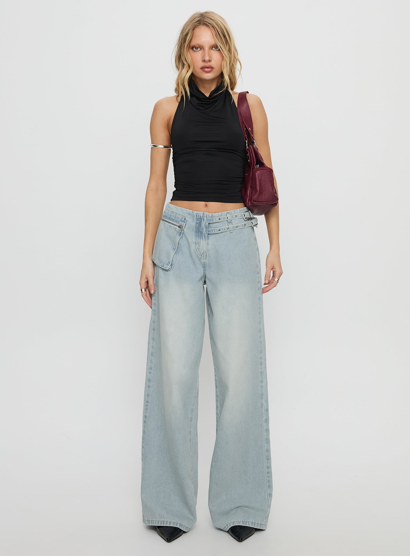 Paltrow Mid Rise Wide Leg Cargo Jeans Black - Image 16