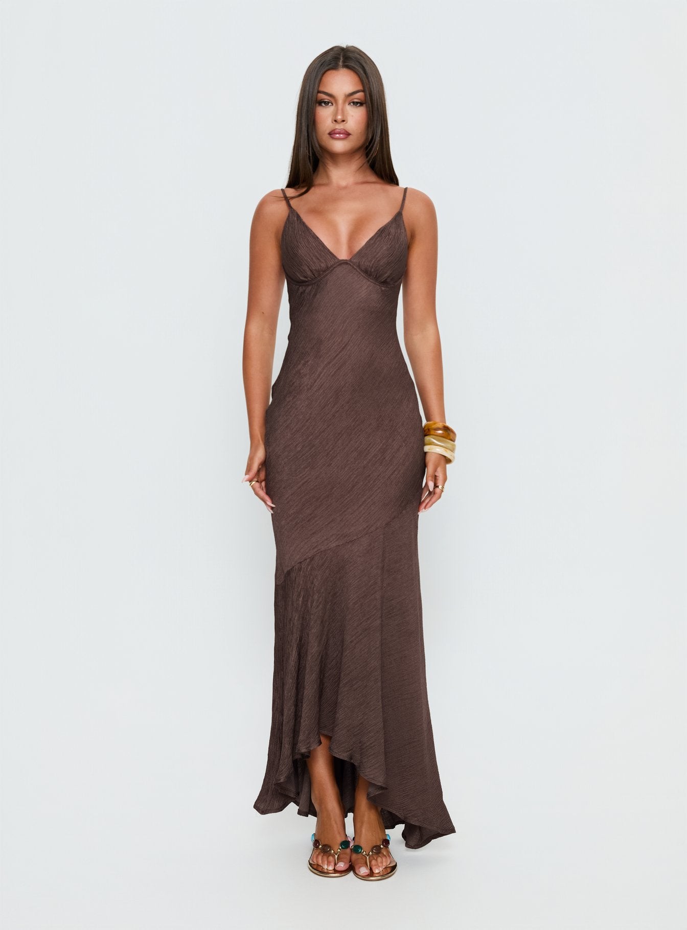 Makaia Balconette Maxi Dress Brown - Image 6
