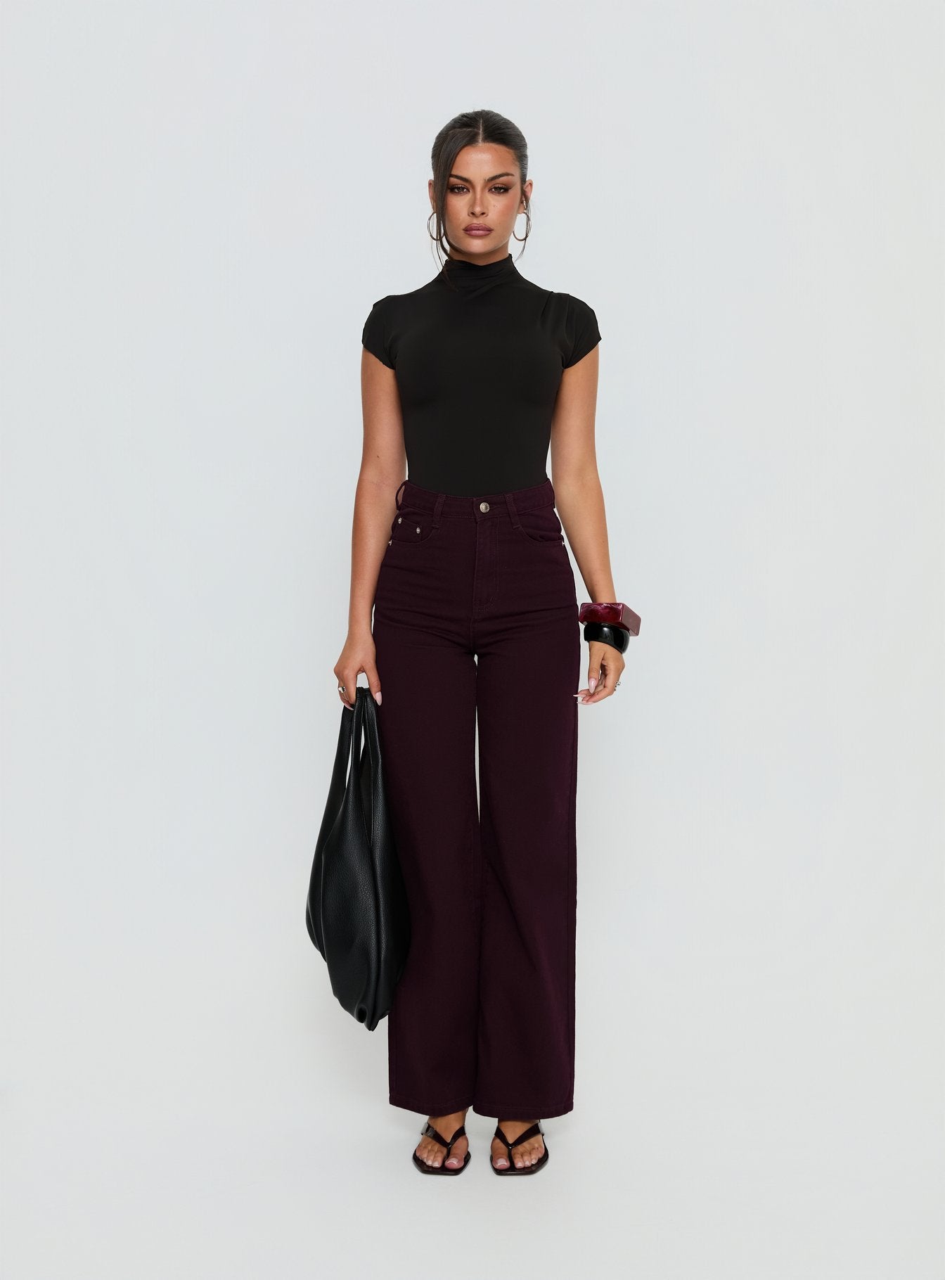 Nicolo High Rise Straight Leg Jeans Currant - Image 6